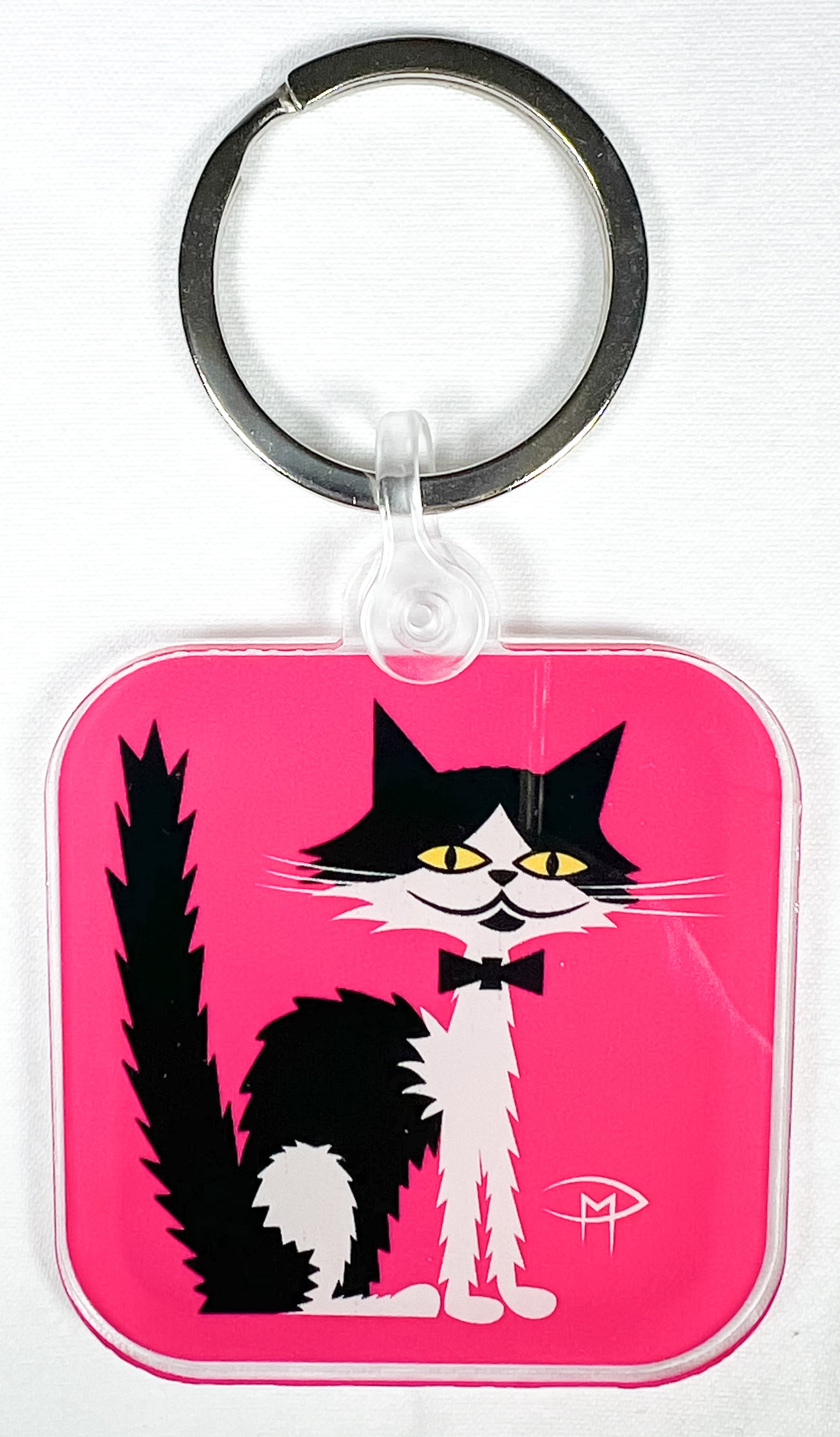 Black & White Cat With Bowtie Keychain