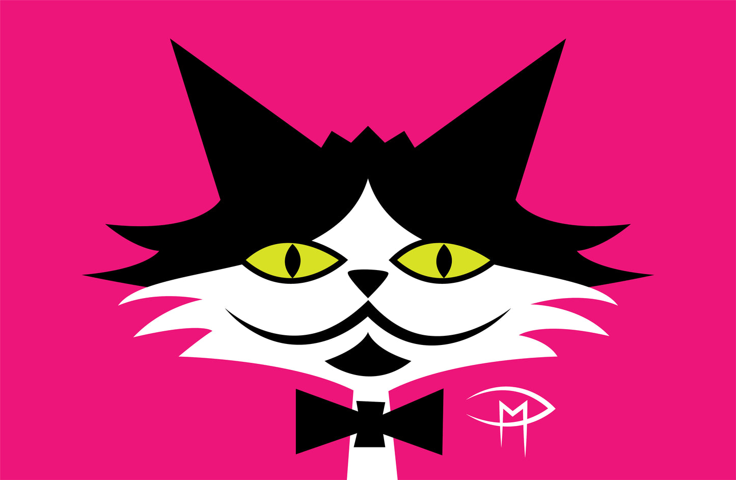 Black And White Cat Face With Bow Tie Poster