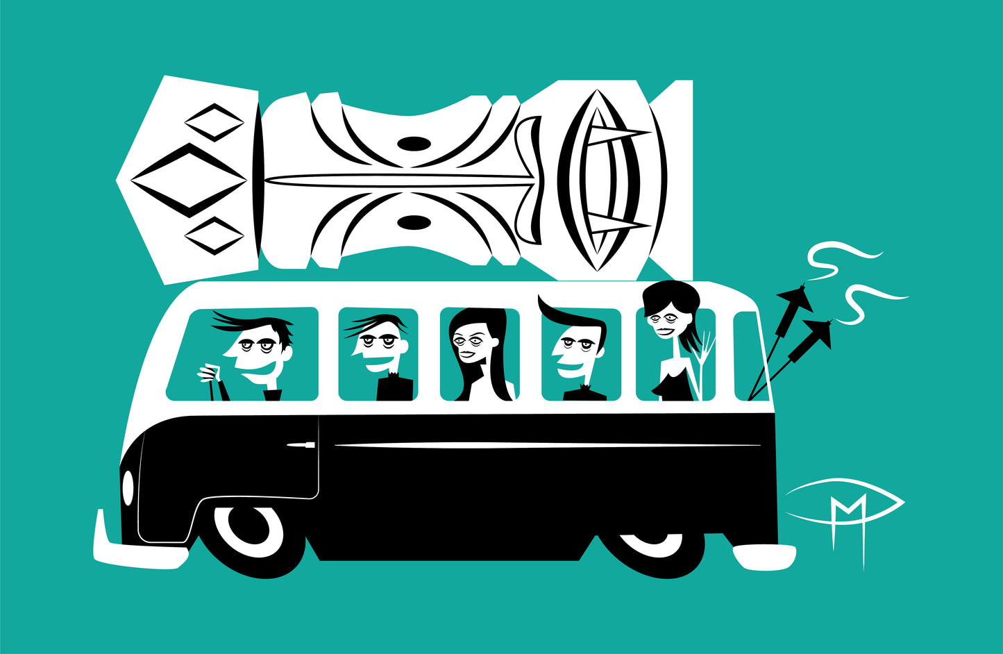 Bus Ride Blue Poster