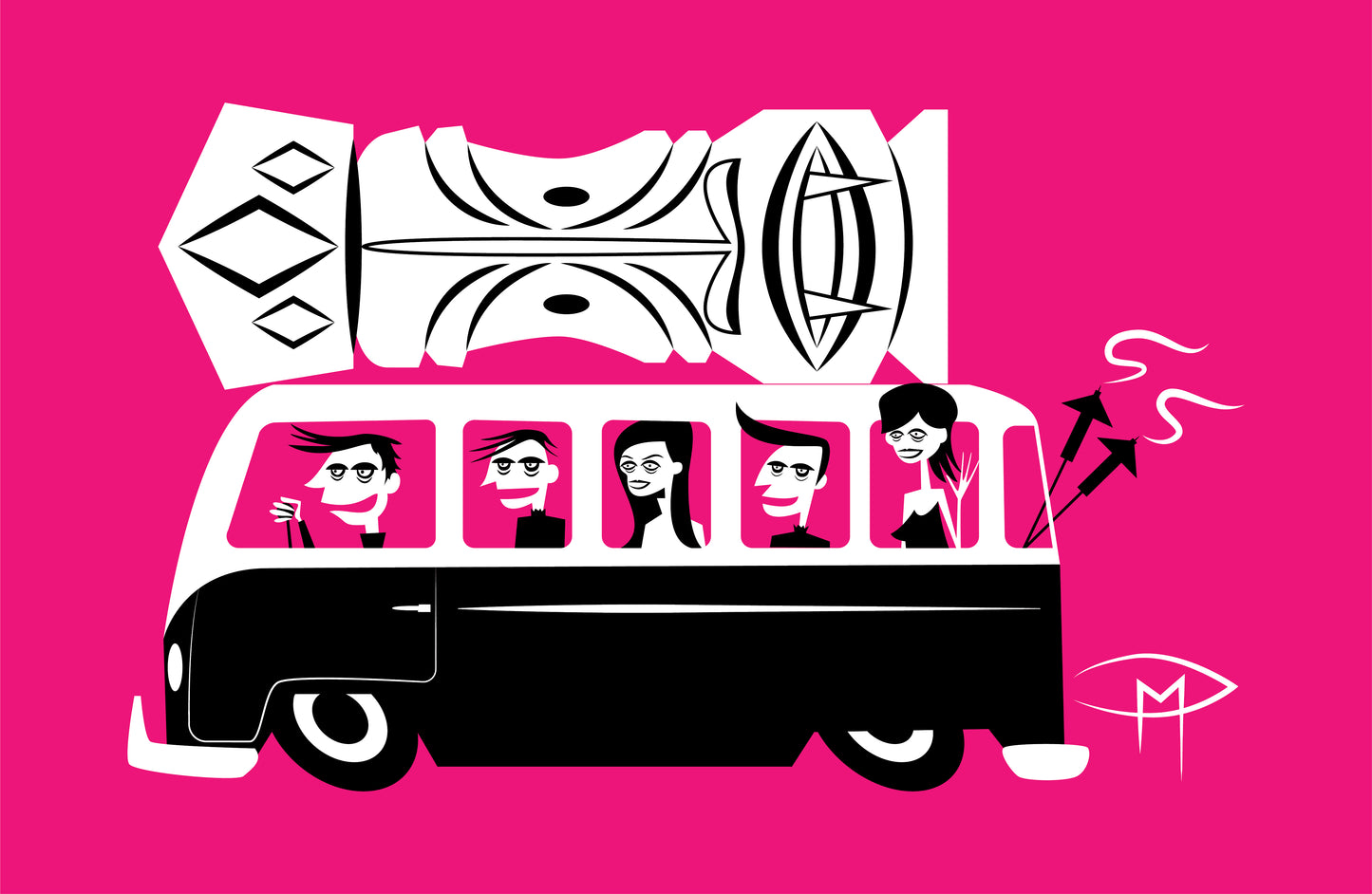 Bus Ride Pink Poster