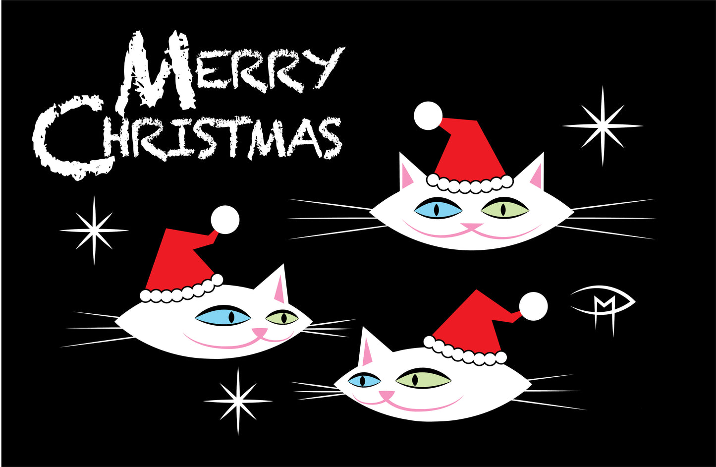 Christmas Cat Faces Poster