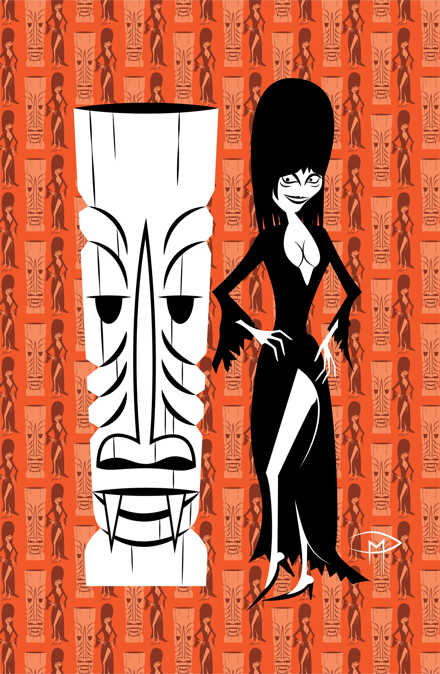 Elvira Tiki Ghool Pattern Poster