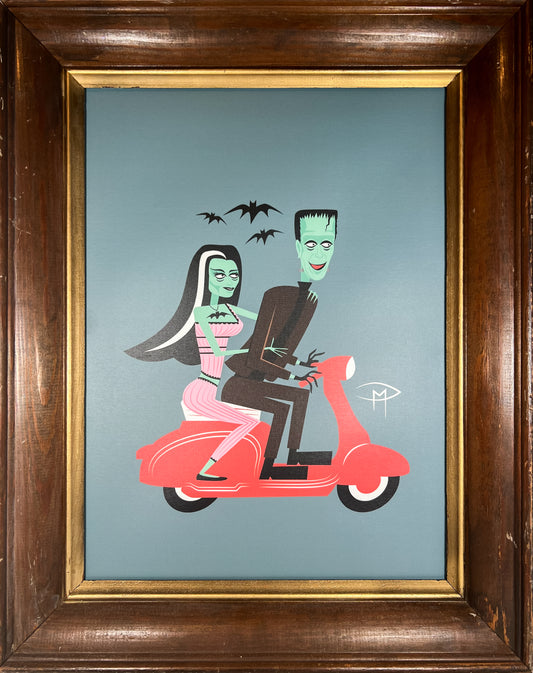 Herman & Lily on a Lambretta Printed Canvas
