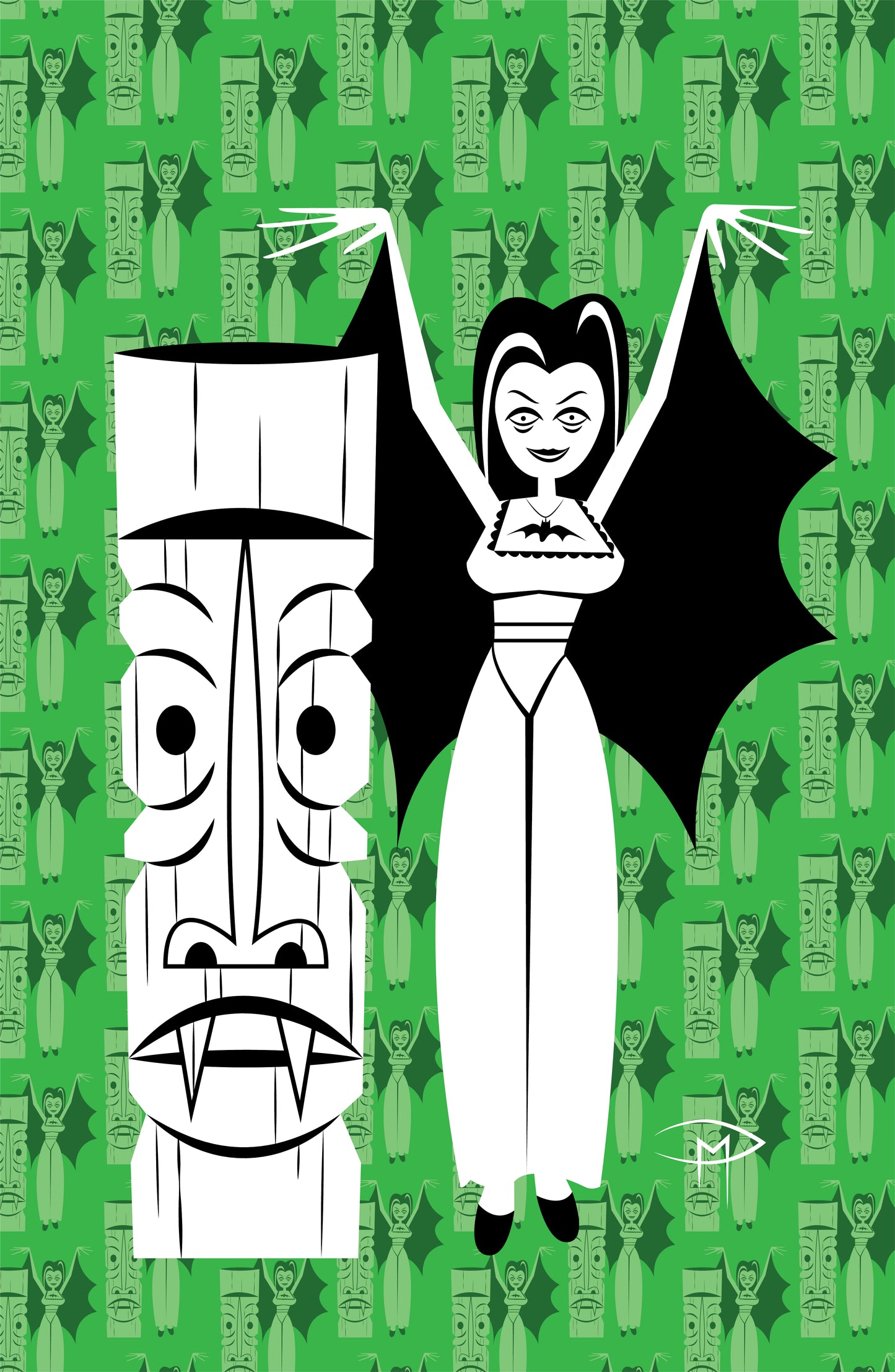 Lily Tiki Ghool Pattern Poster