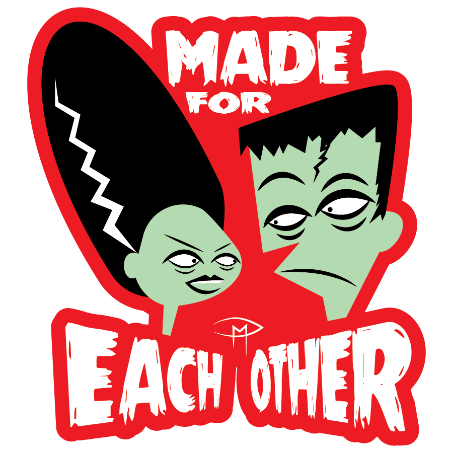 Made For Each Other Die Cut Sticker Red