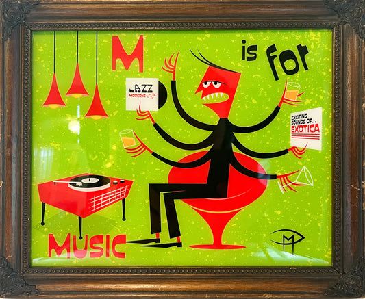 M is for MUSIC Brown Frame Resin Plaque
