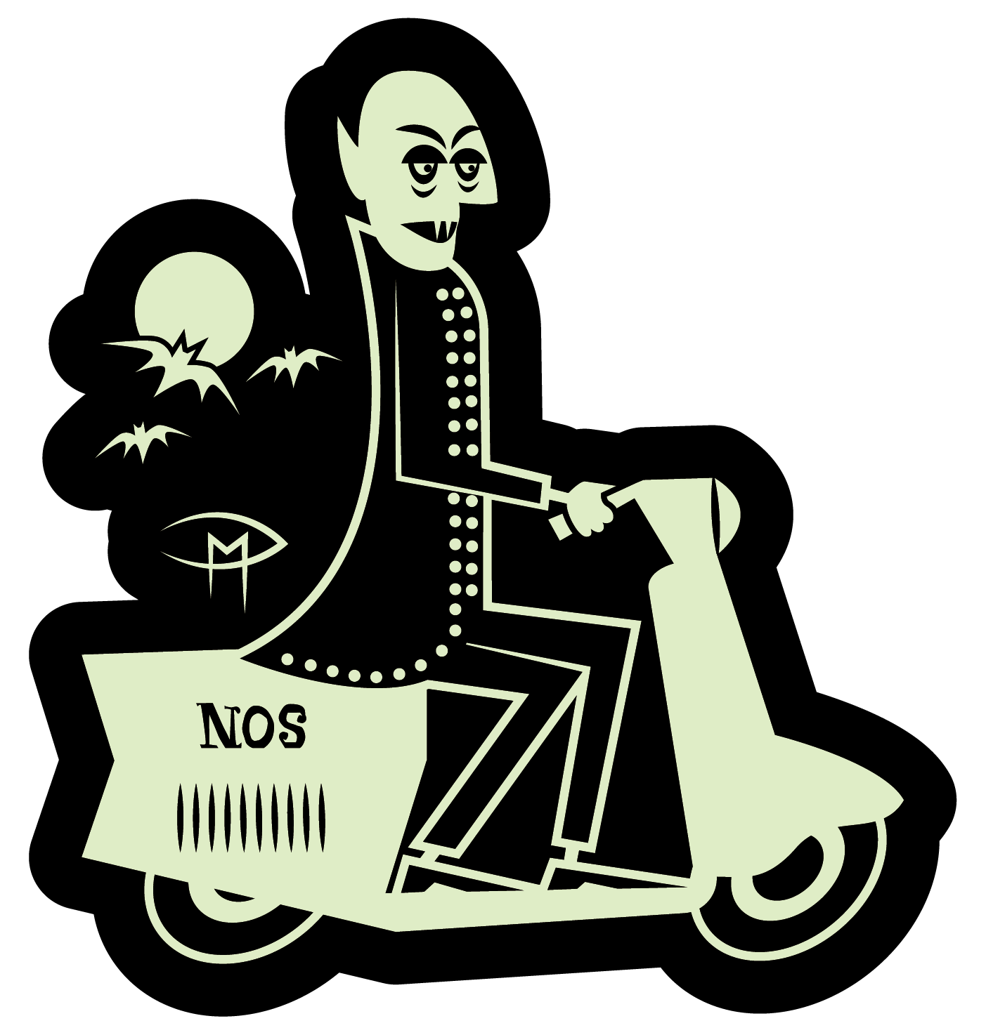 Nosferatu On A Cushman Die Cut Sticker