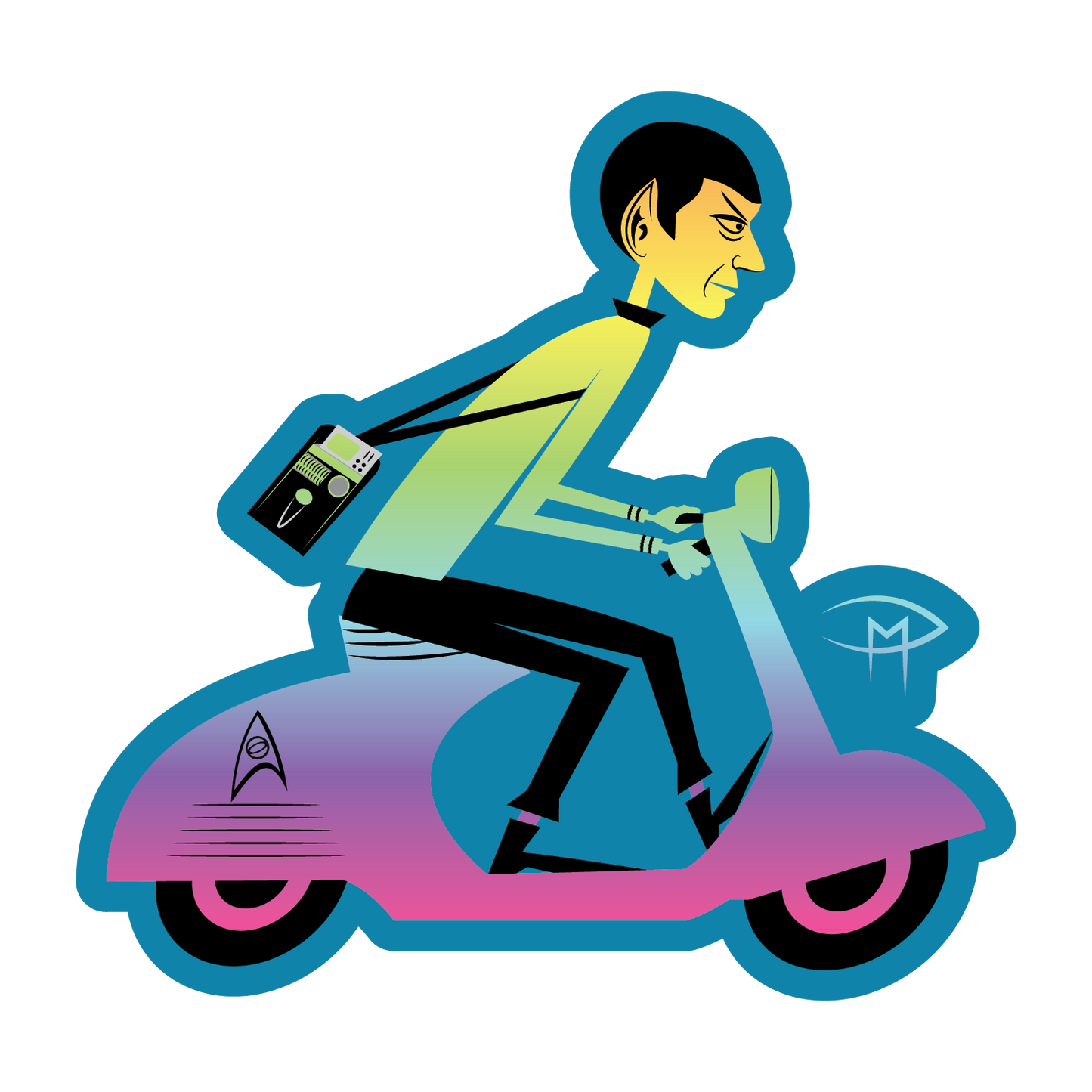 Spock On A Vespa Holographic Sticker