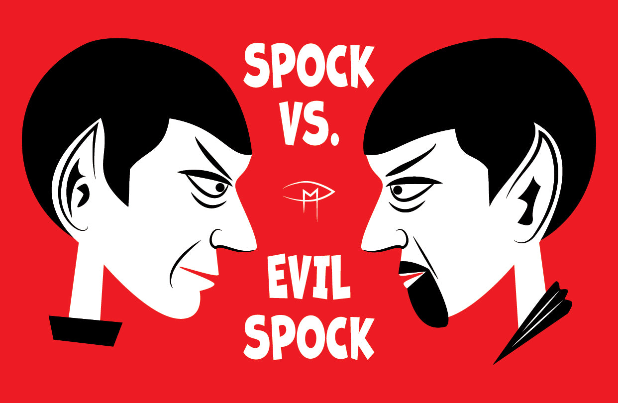 Spock Vs. Evil Spock Red Poster