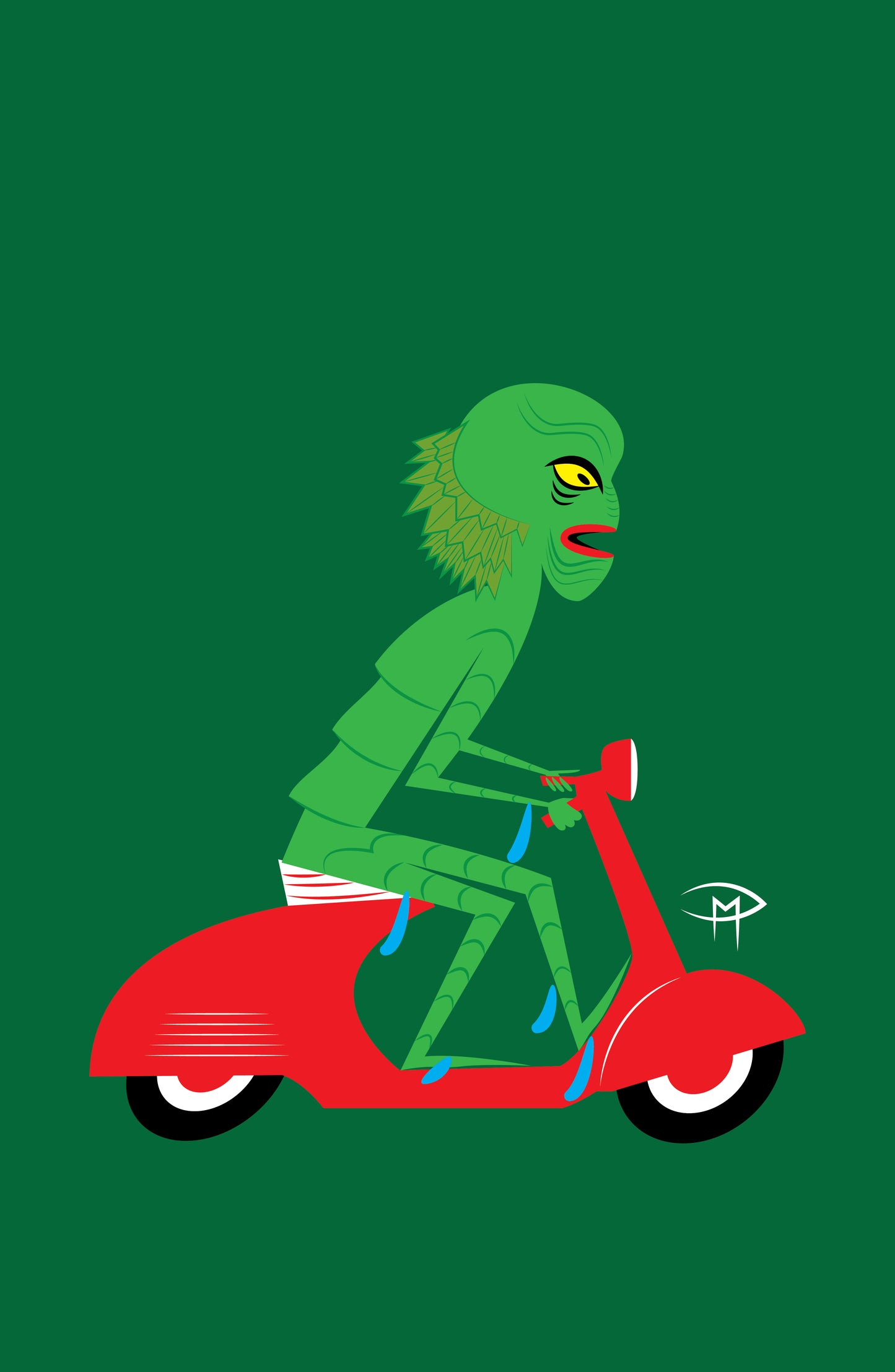 Creature On A Vespa Poster