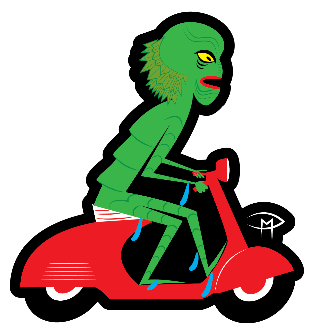 Creature On A Vespa Sticker