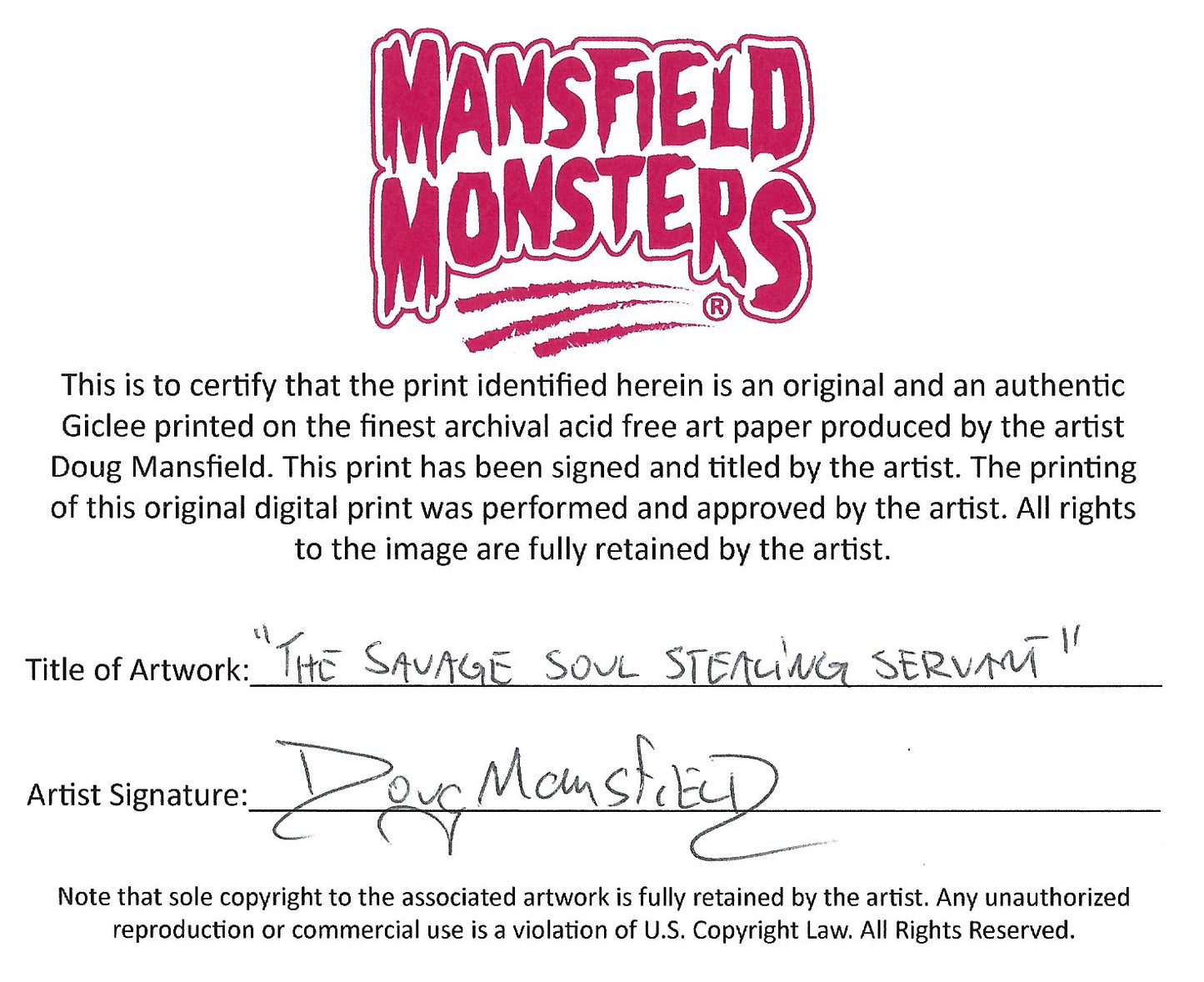 "The Savage Soul Stealing Servant" 8"x10" Giclee Fine Art Print