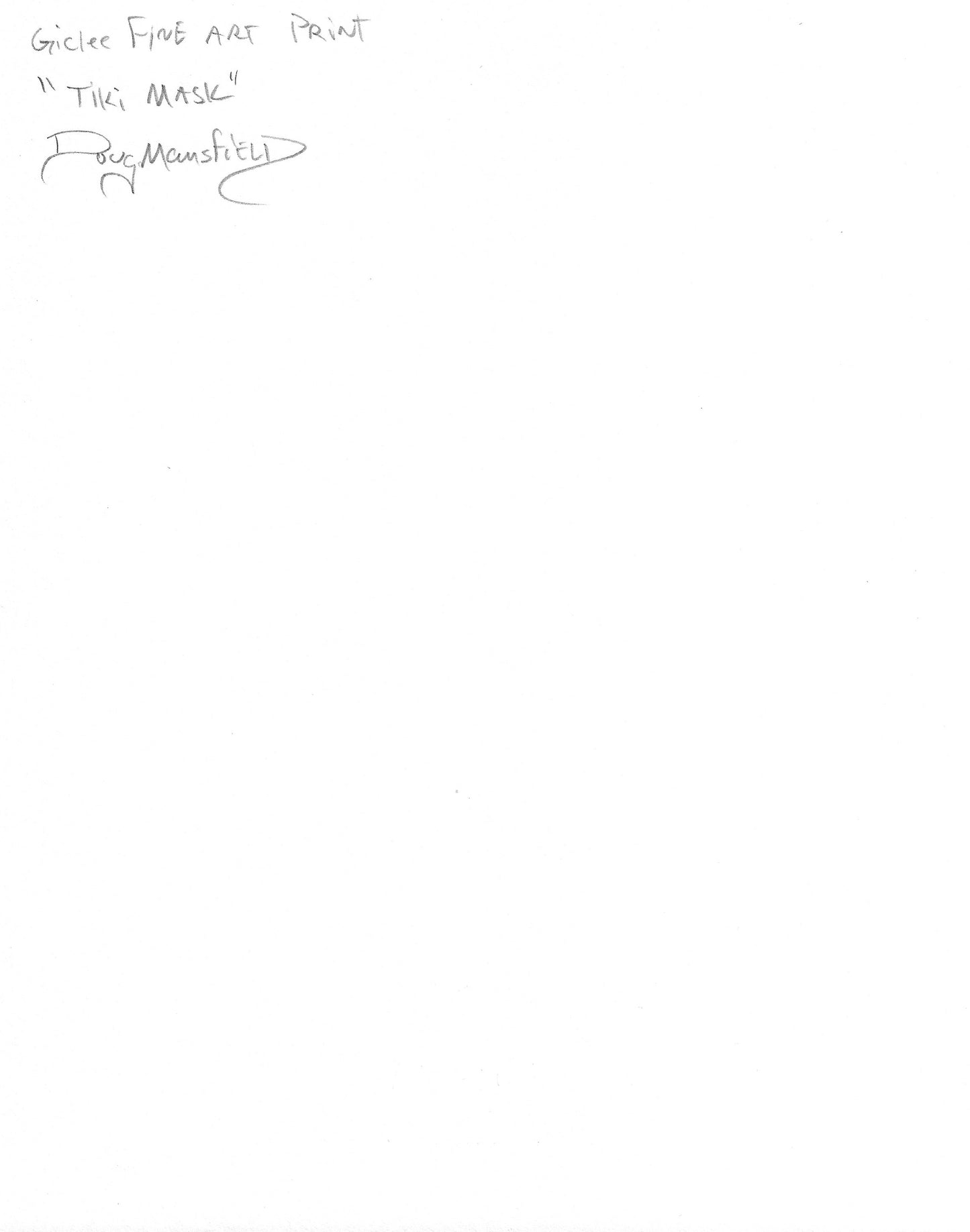 "Tiki Mask" 8"x10" Giclee Fine Art Print