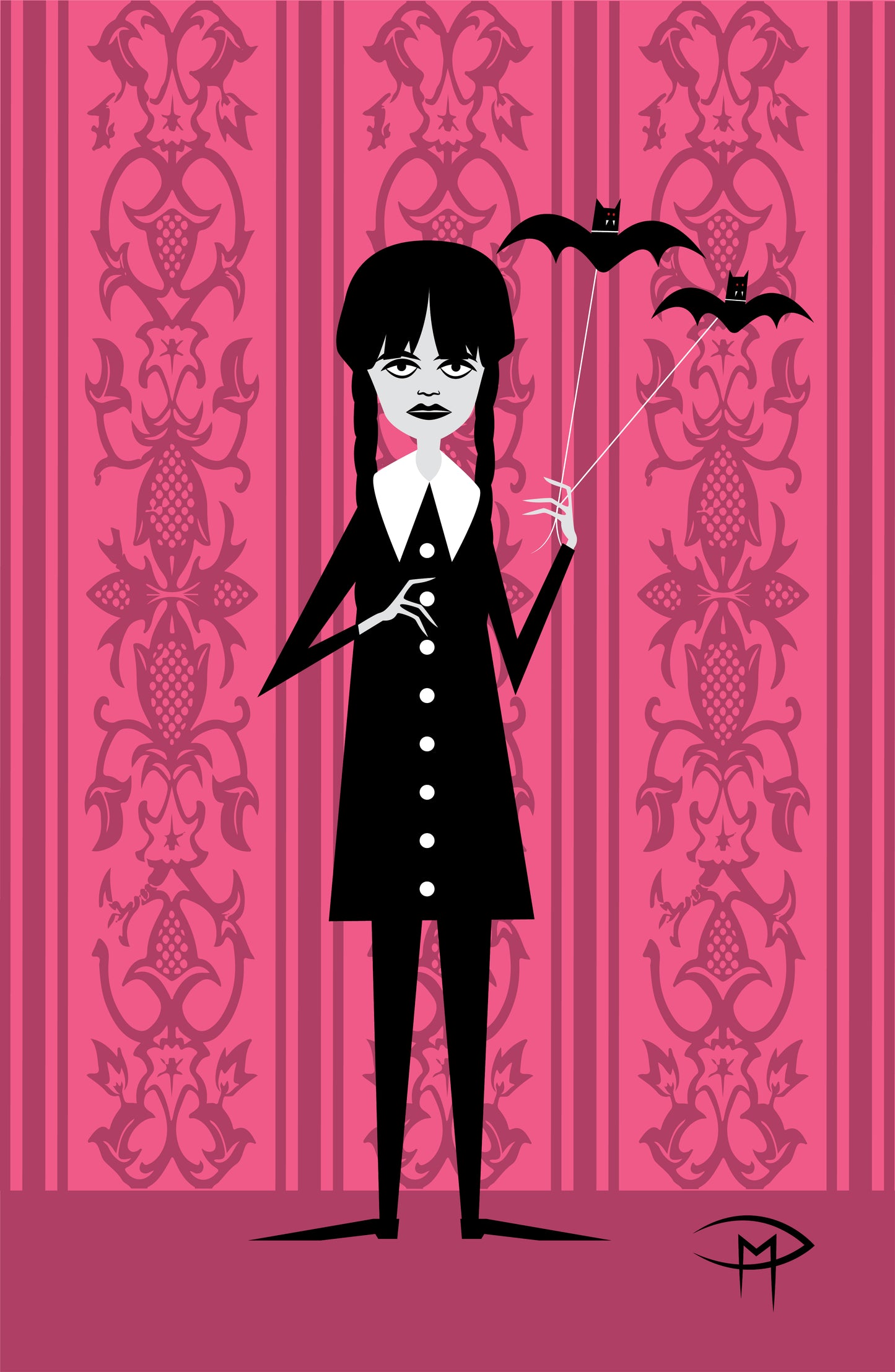 Wednesday Addams With Bats Poster