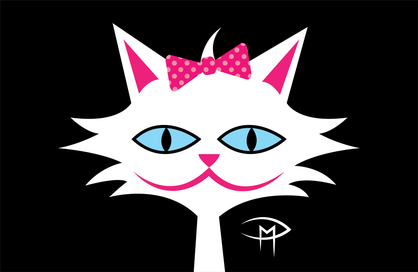 White Cat Face Poster