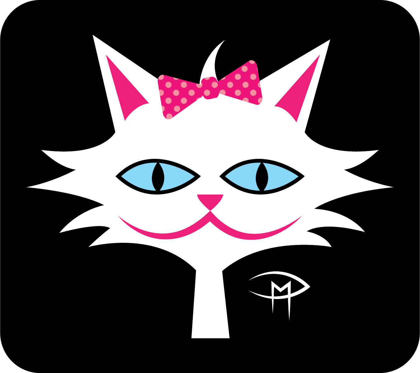 White Cat With Bow Sticker