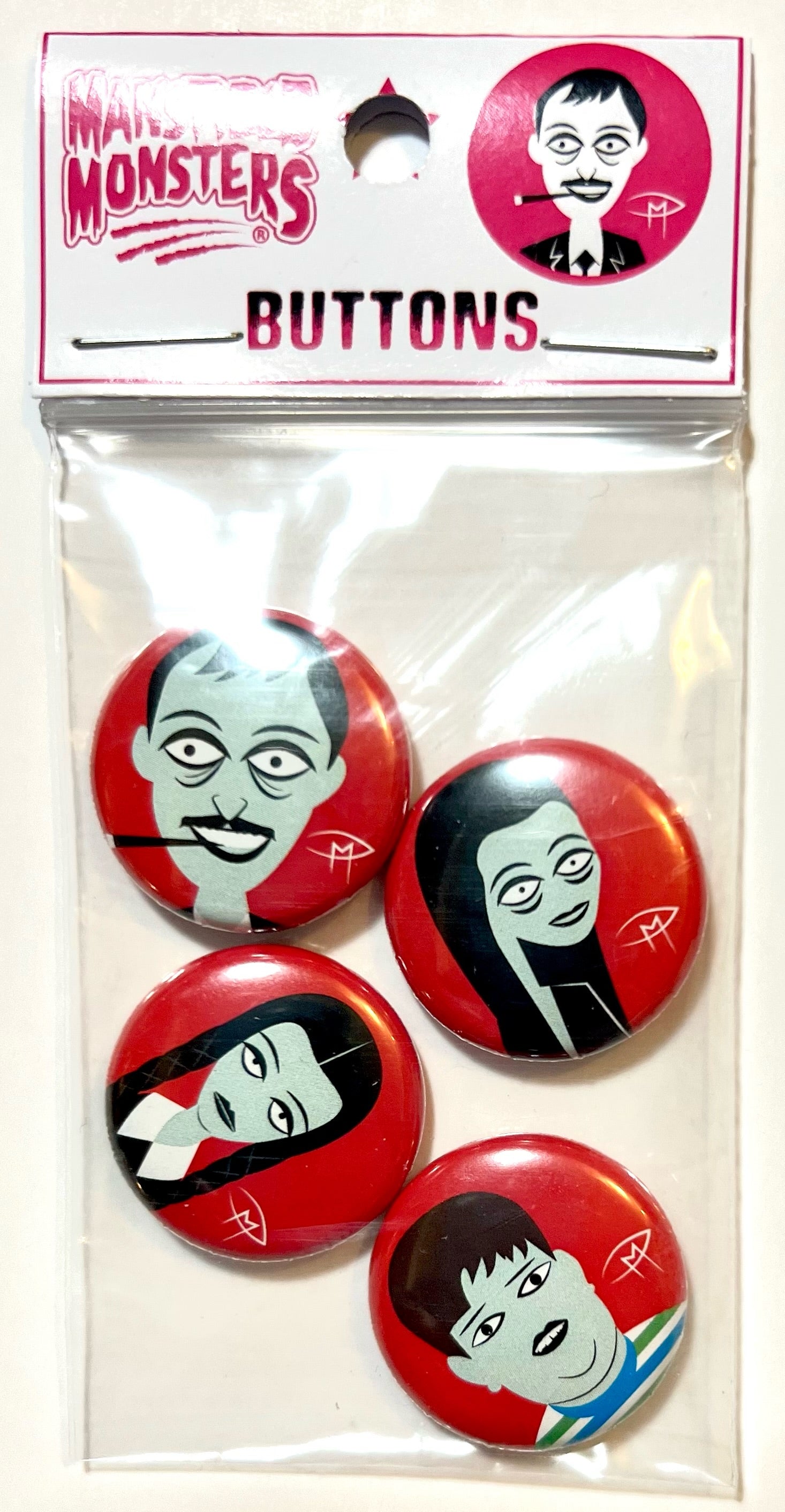 are addams family monsters Addams Family 1" Button Set 1 – Mansfield Monsters