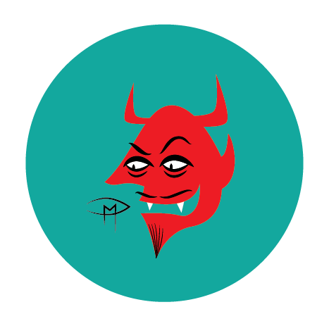 Devil Face 1" Button Set Of 5