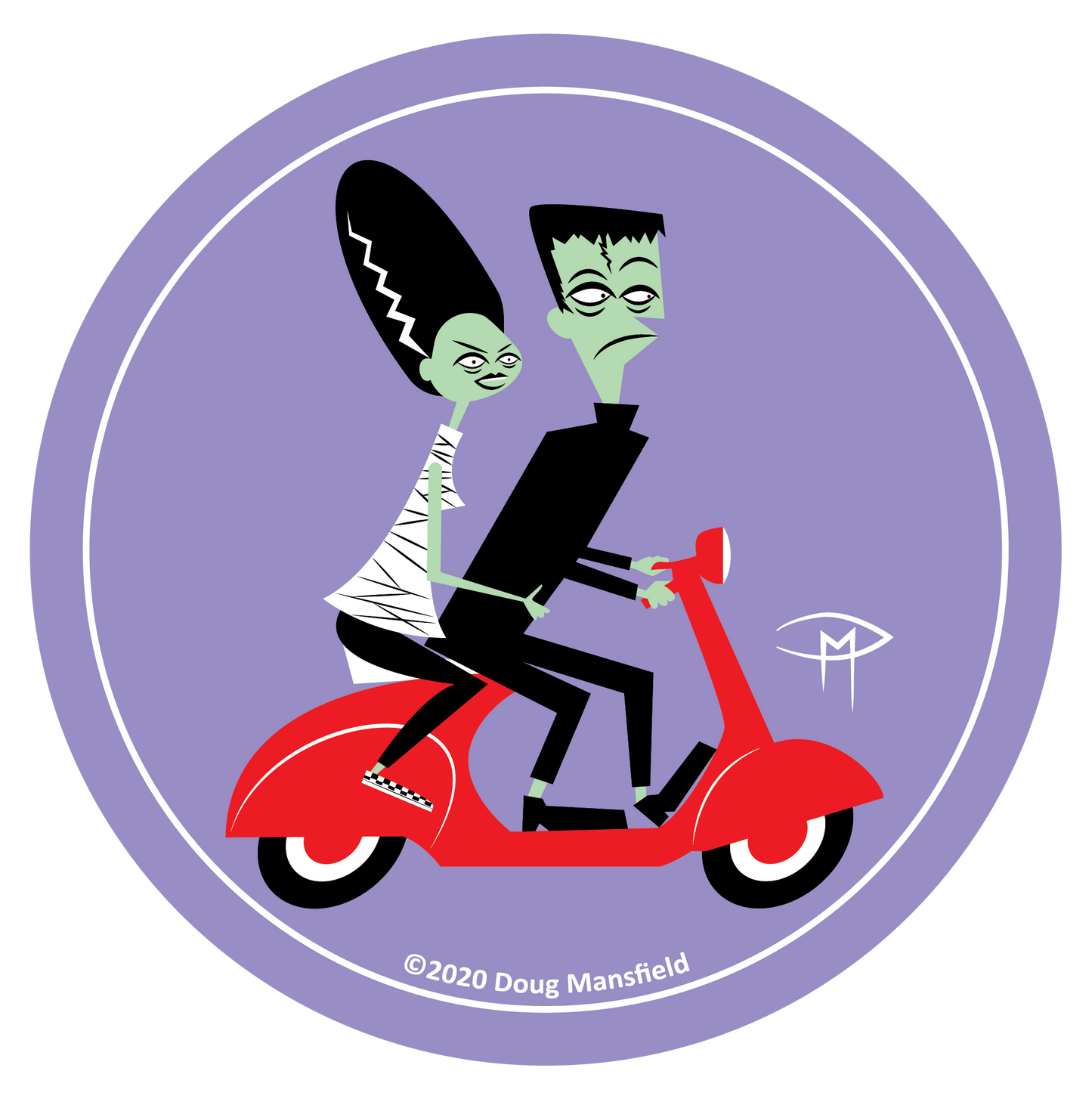 Frankie And Bride On A Vespa Coaster Set