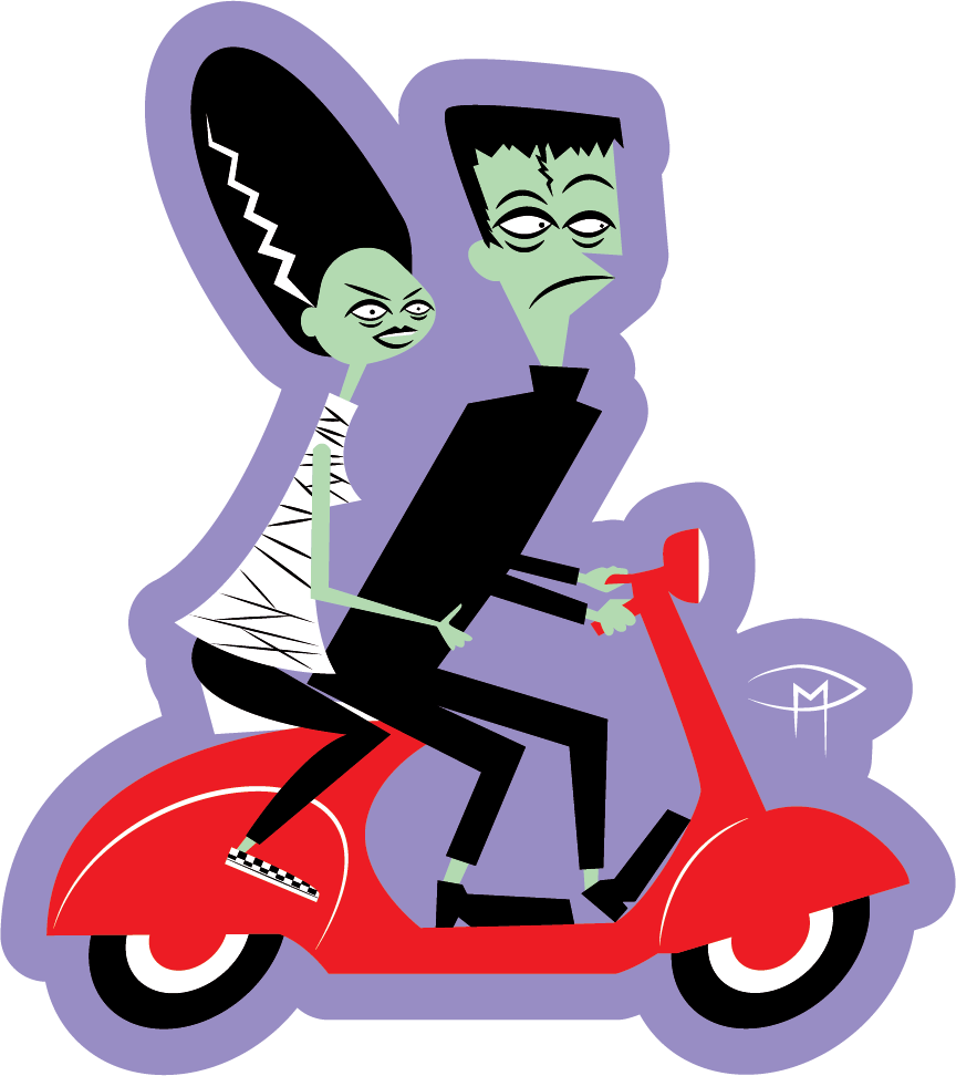 Frankie And Bride On A Vespa Sticker