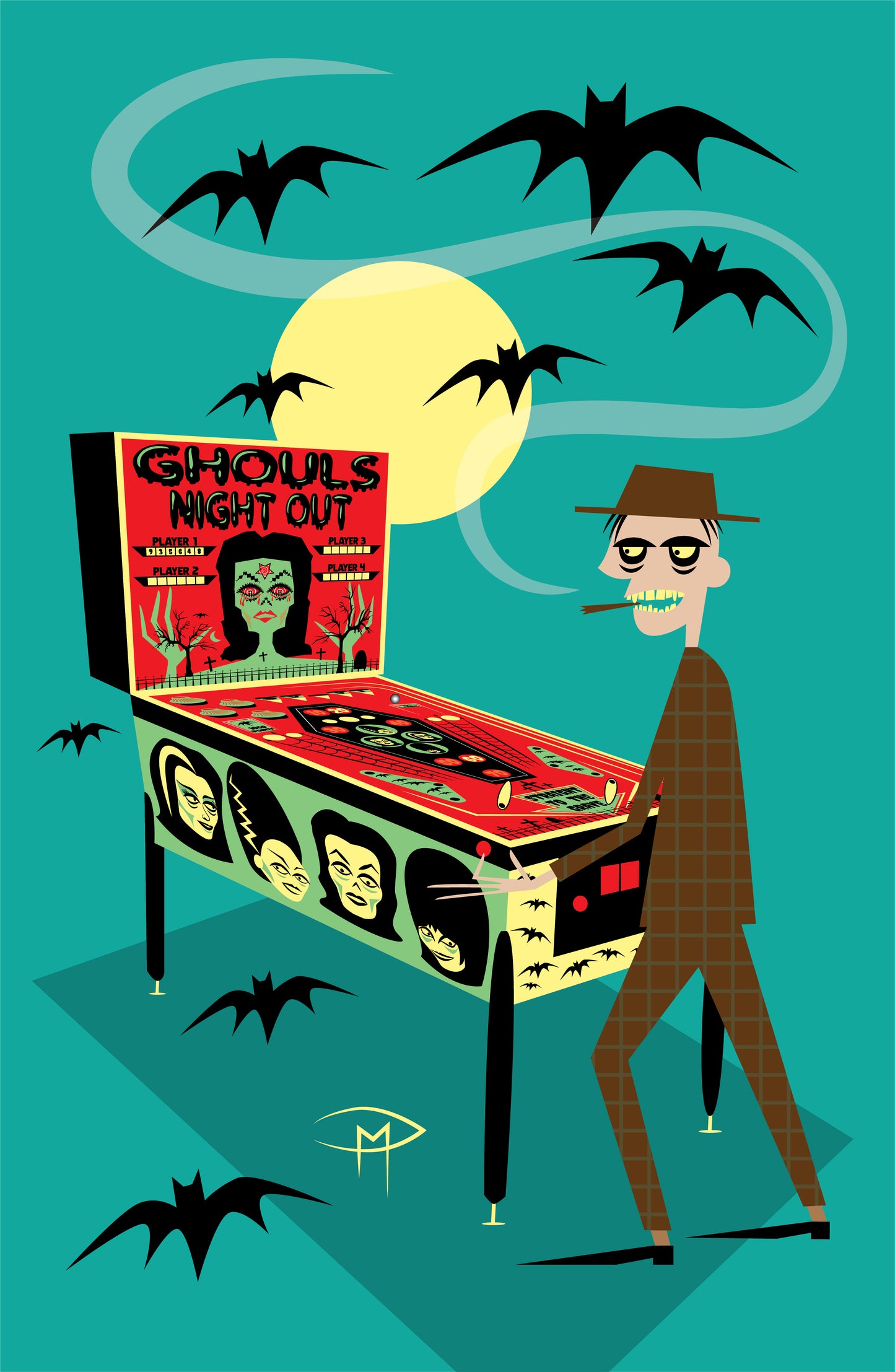 Ghoul's Night Out Player Pinball Poster