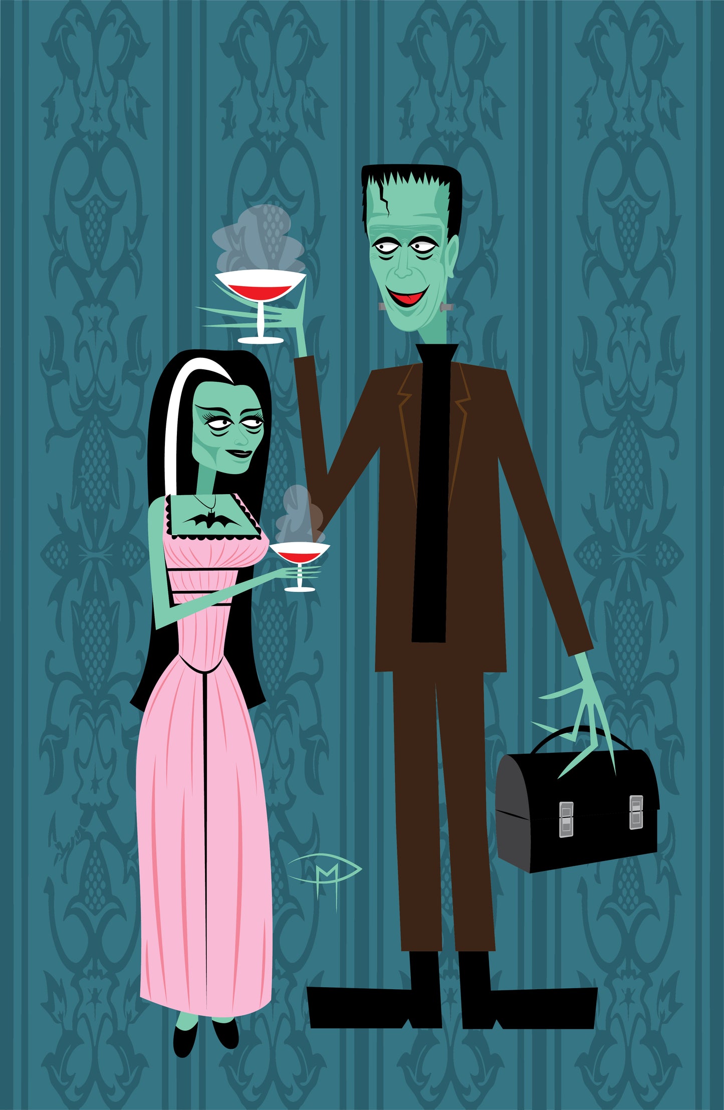 Lily & Herman Munster Poster