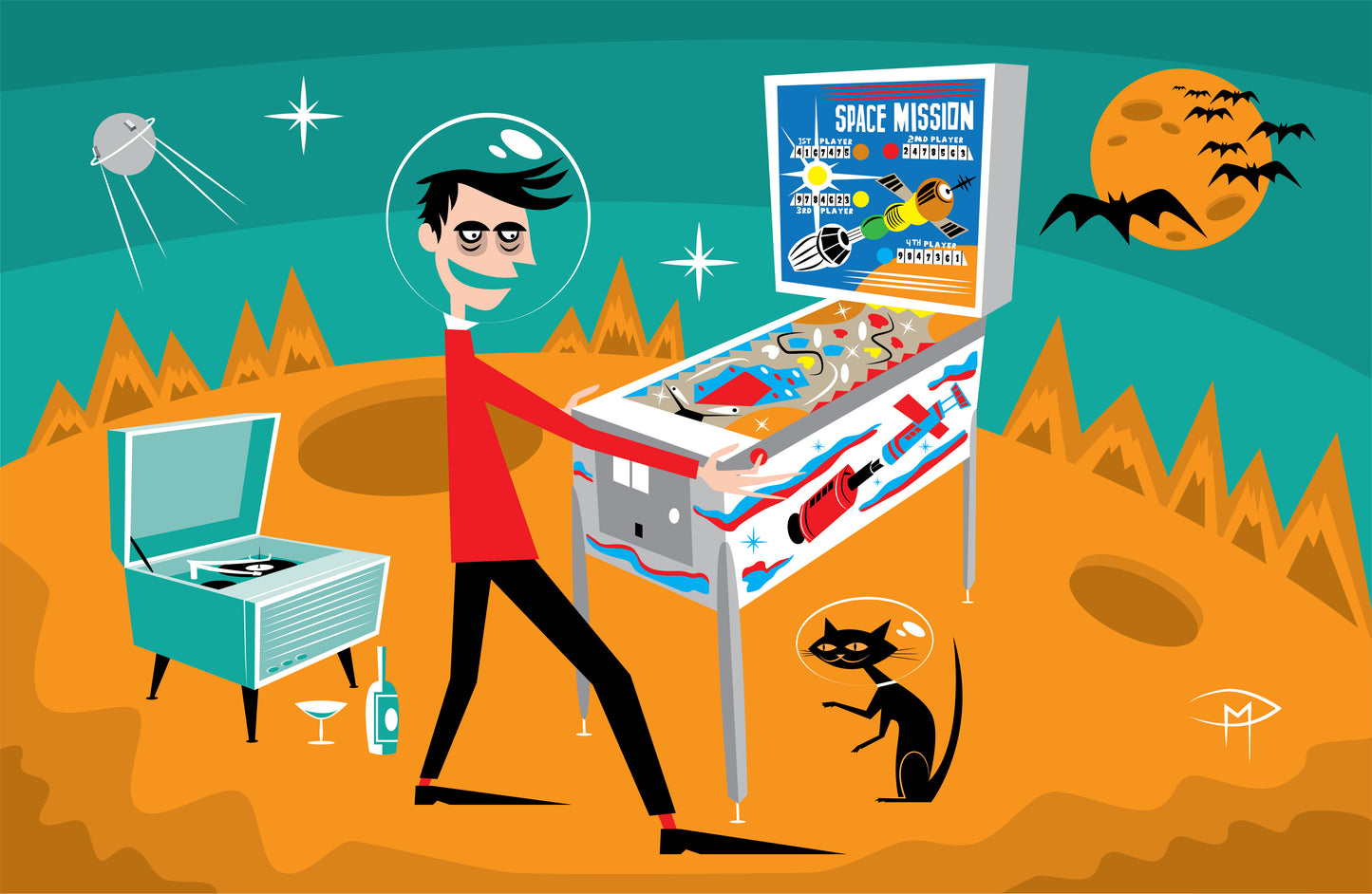 Space Mission Pinball Poster