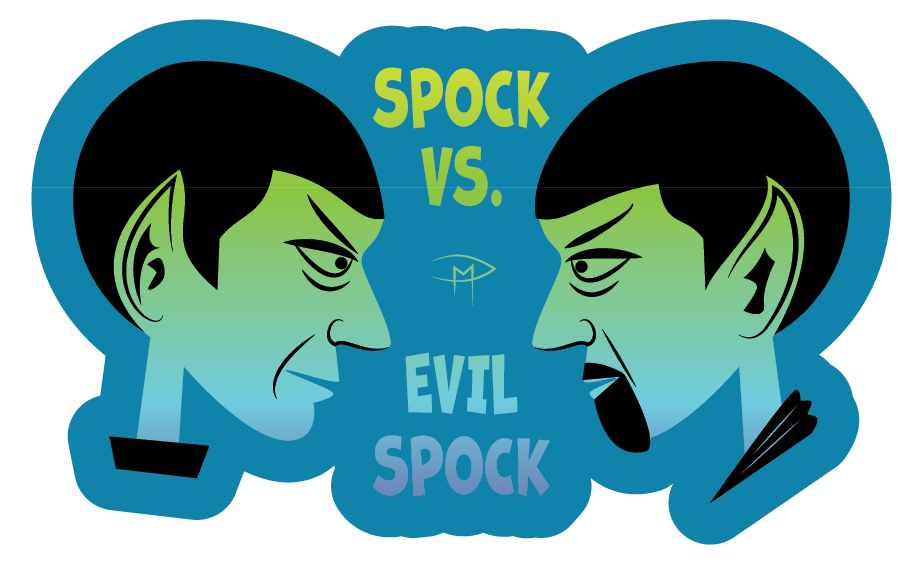 Spock Vs. Evil Spock Holographic Sticker