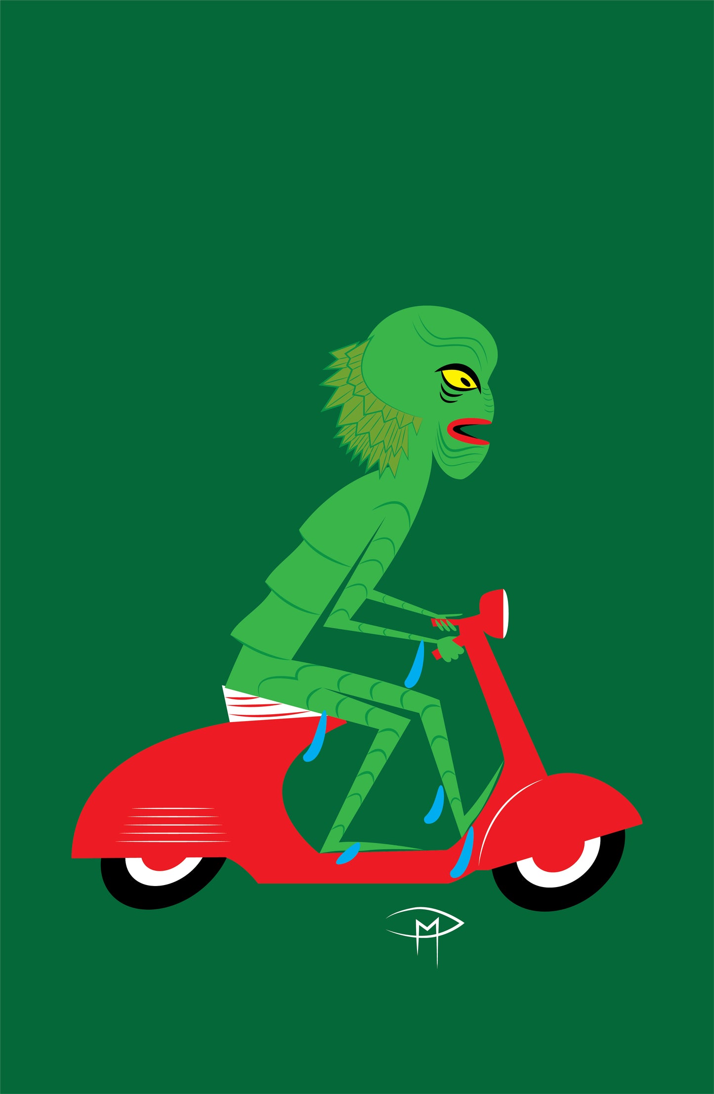 Creature On A Vespa Poster