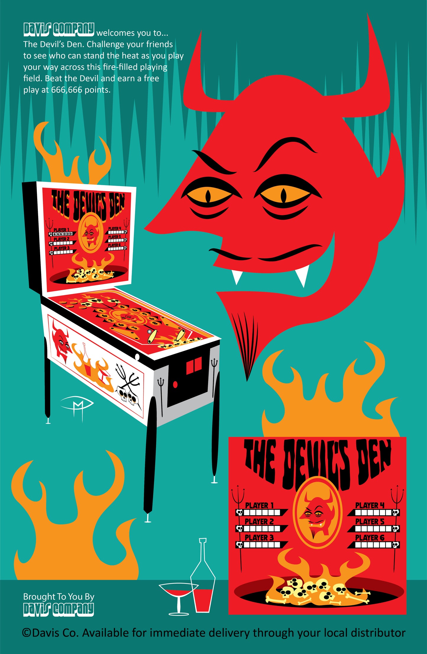 The Devil's Den Pinball Ad Poster