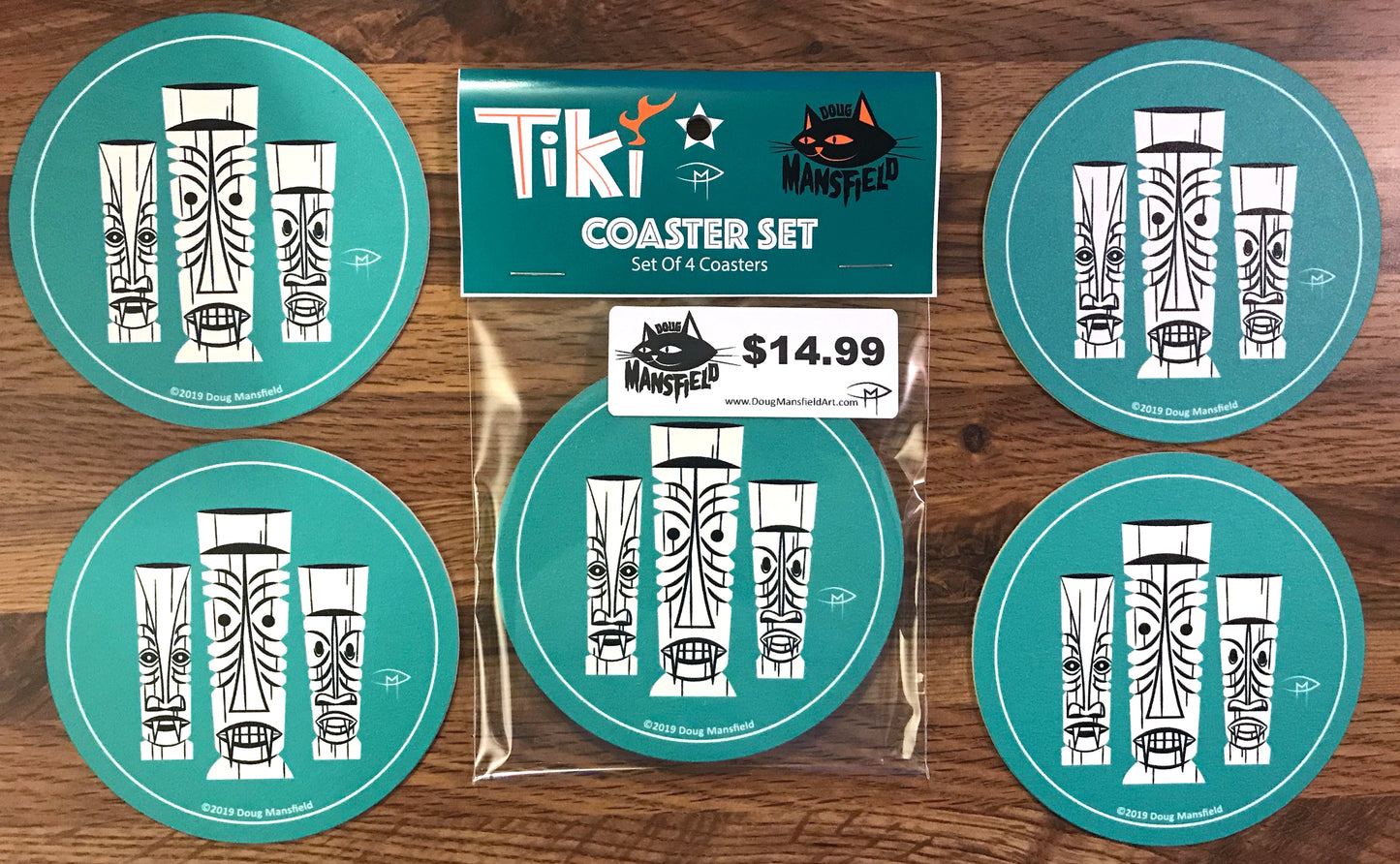 3 Tiki Coaster Set