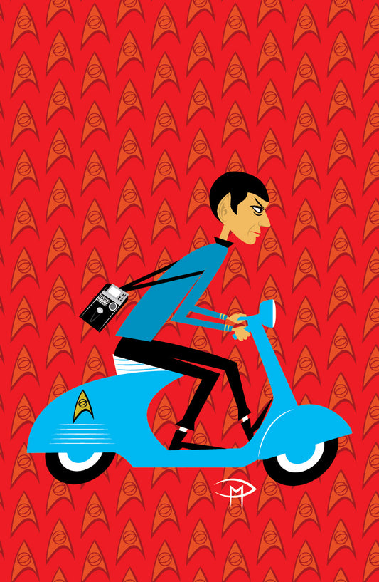 Spock On A Vespa Pattern Poster