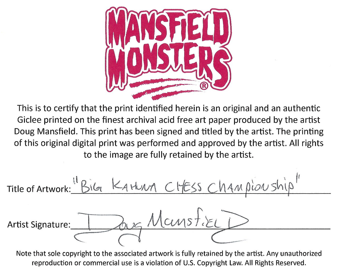 "Big Kahuna Chess Championship" 8"x10" Giclee Fine Art Print