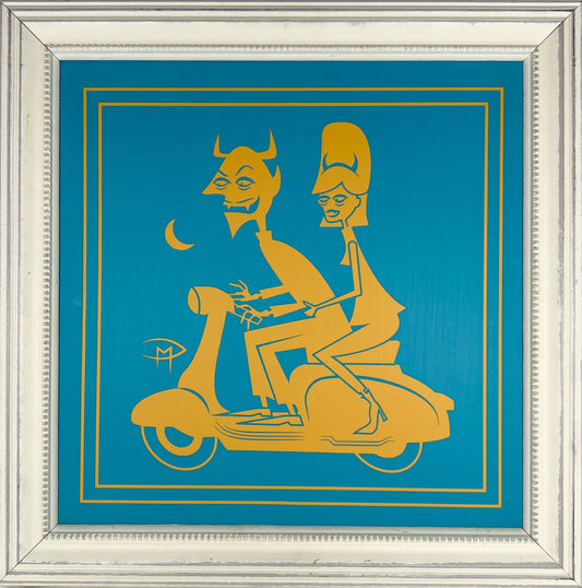 Devil's Companion Mounted On Masonite White Frame