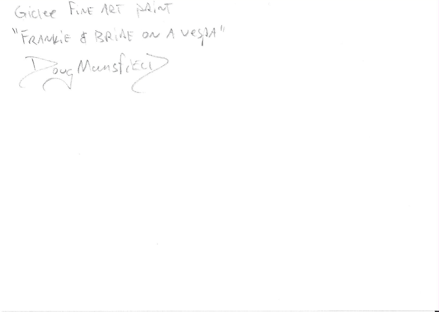 "Frankie And Bride On A Vespa Spider Web" 5"x7" Giclee Fine Art Print