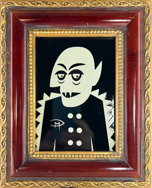 Nosferatu Glow In The Dark 5x7  Mounted On Masonite Red Border Frame