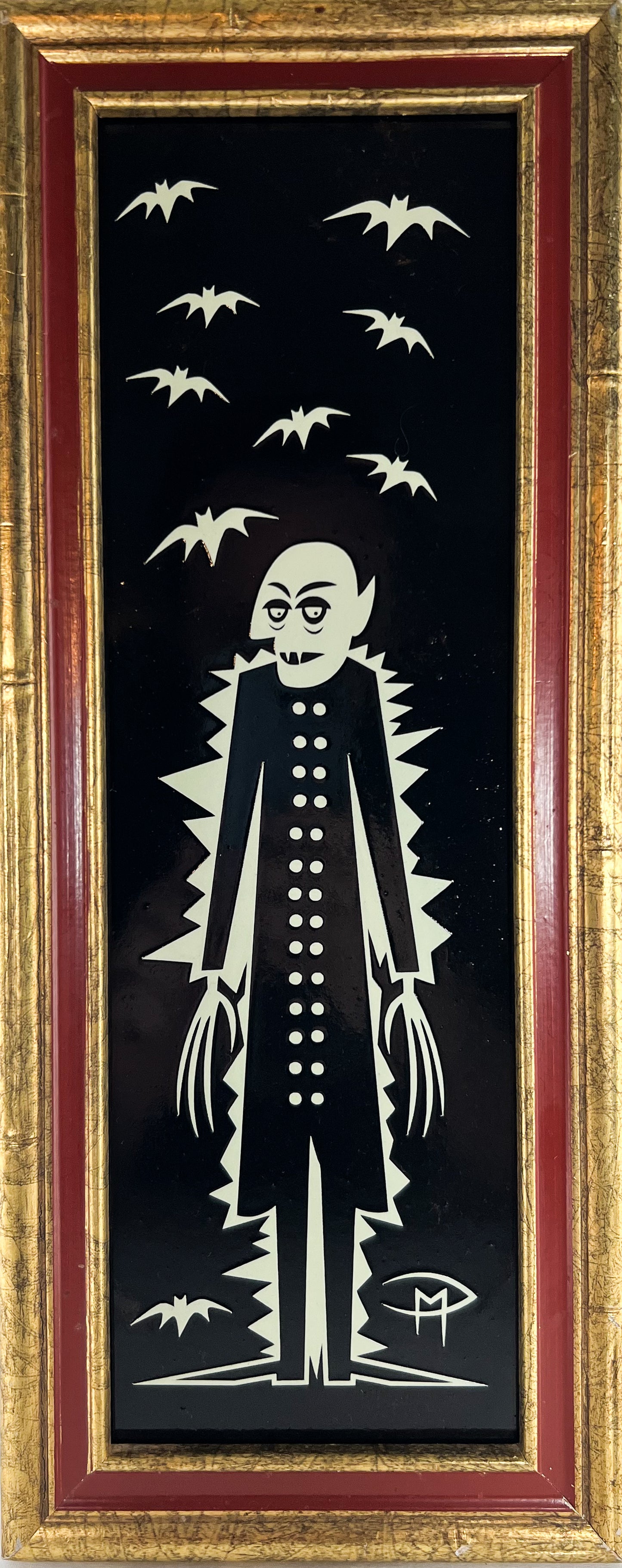 Nosferatu Glow In The Dark Mounted On Masonite Red Border Frame