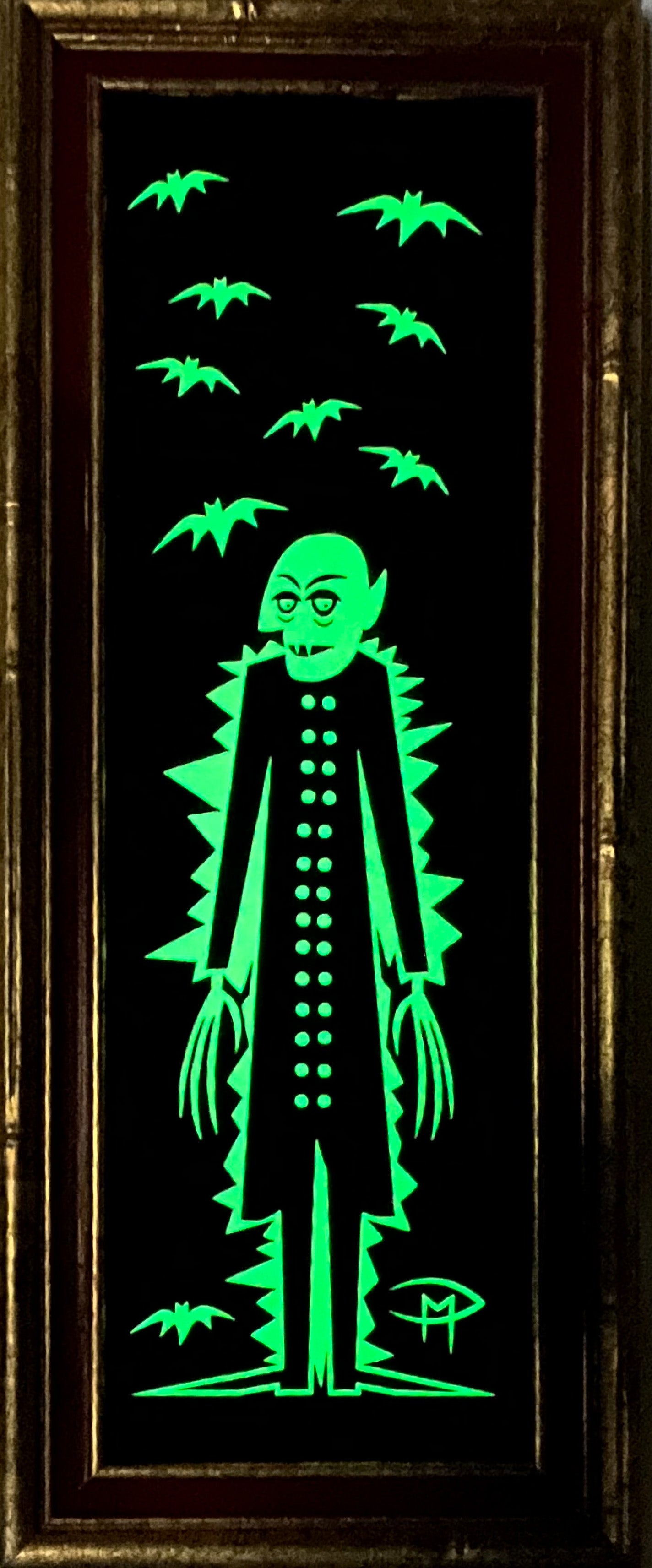 Nosferatu Glow In The Dark Mounted On Masonite Red Border Frame