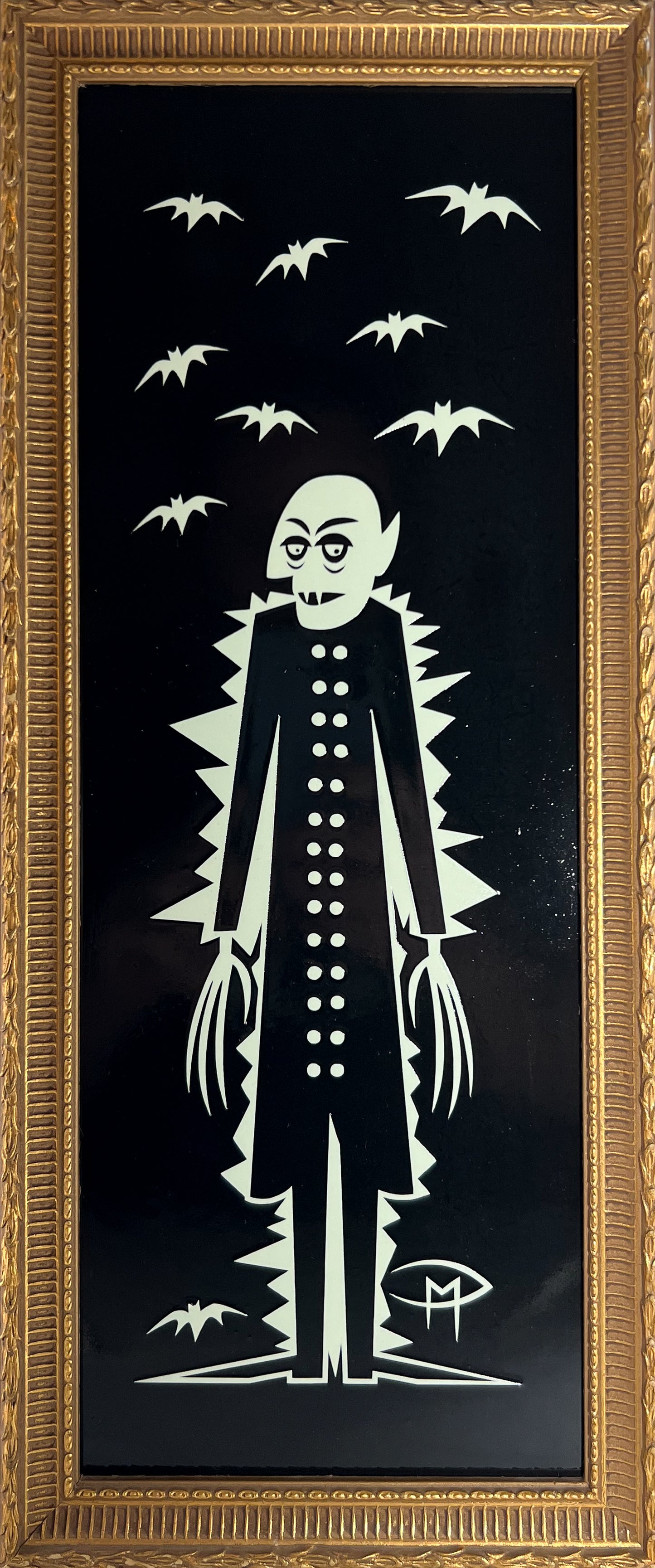 Nosferatu Glow In The Dark Mounted On Masonite Gold Frame