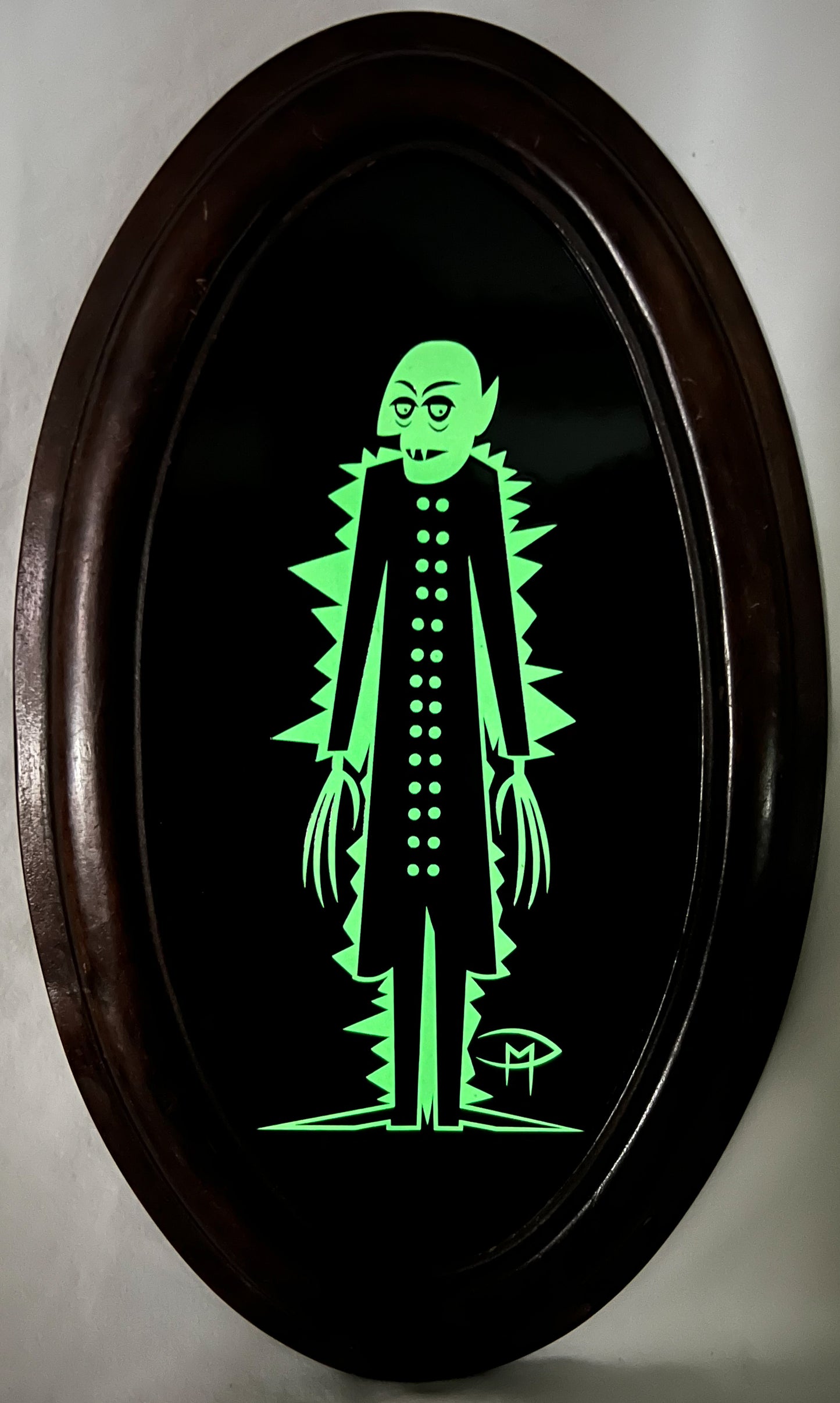 Nosferatu Glow In The Dark Mounted On Masonite Oval Frame