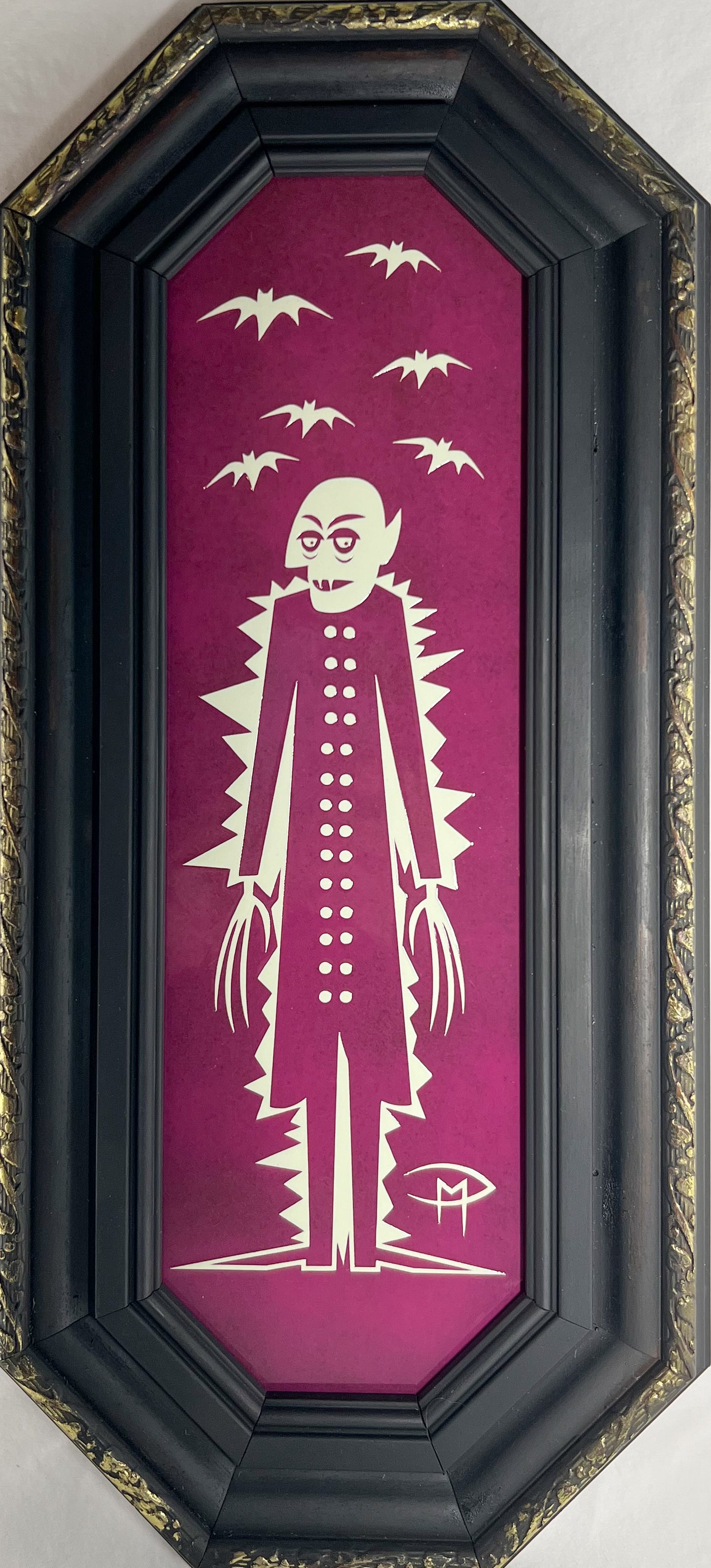 Nosferatu Glow In The Dark Mounted On Masonite Octagon Frame