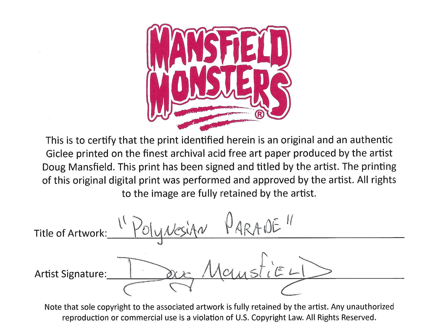 "Polynesian Parade Orange" 8"x10" Giclee Fine Art Print FRAMED