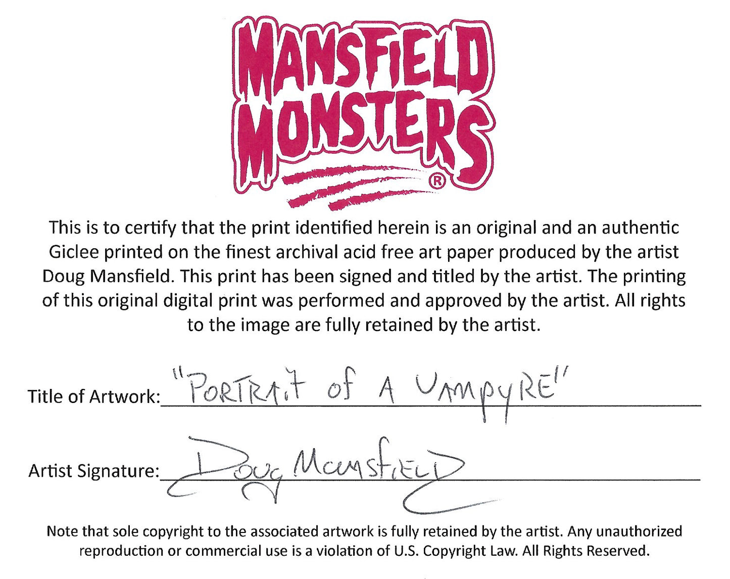 "Portrait Of A Vampyre" 8"x10" Giclee Fine Art Print