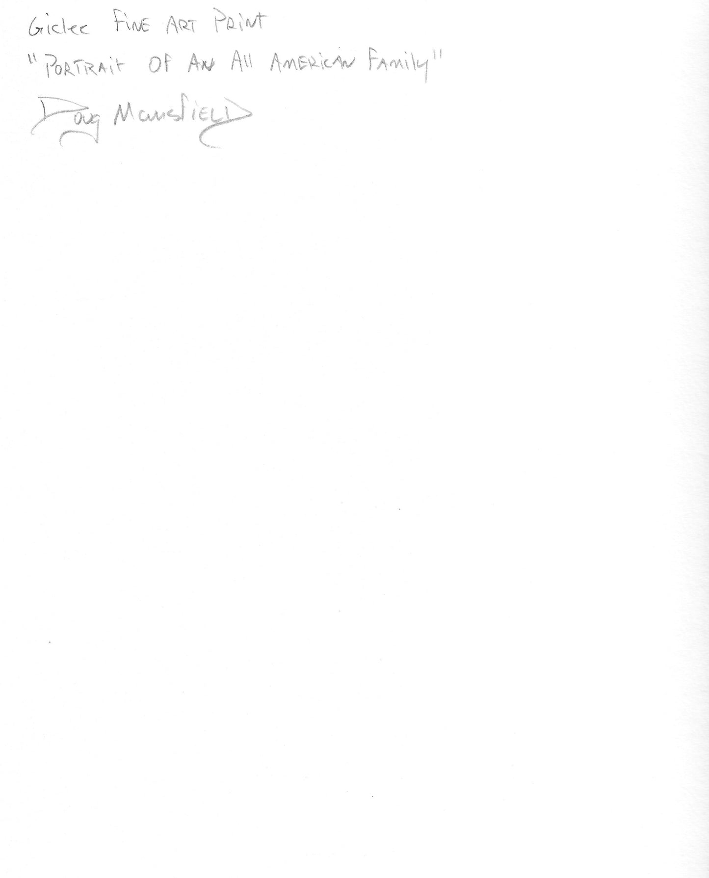 "Portrait Of An All American Family" 5"x7" Giclee Fine Art Print