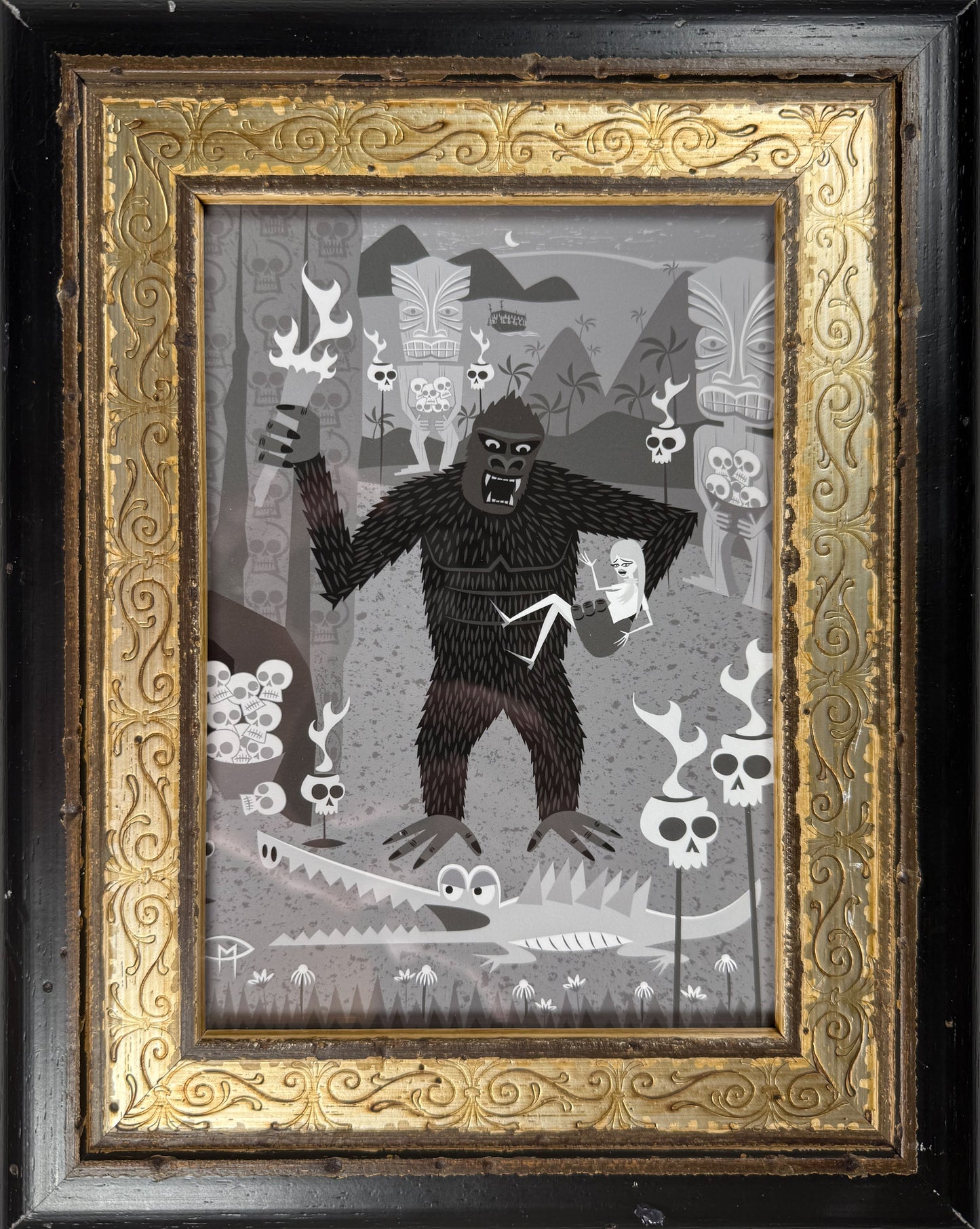 "Skull Island" 5"x7" Giclee Fine Art Print FRAMED 1