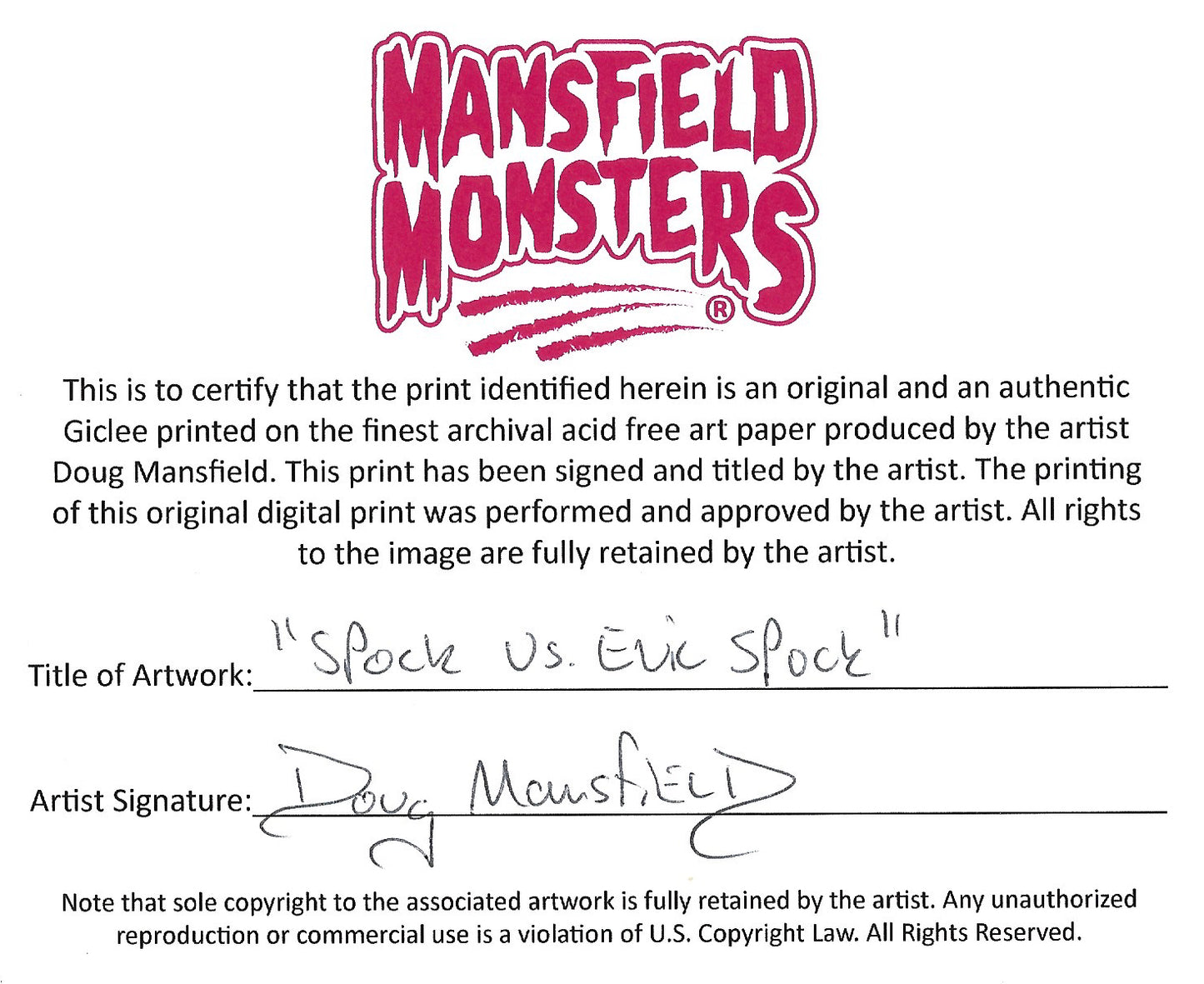 "Spock Vs. Evil Spock" 8"x10" Giclee Fine Art Print