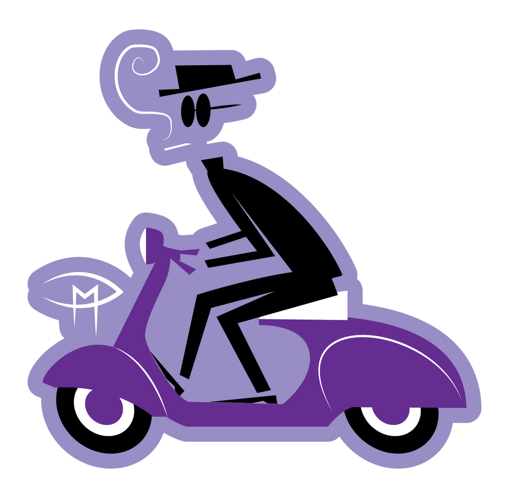 Invisible Man On A Vespa Sticker – Mansfield Monsters