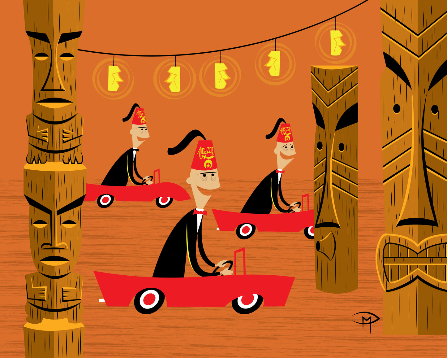 "Polynesian Parade Orange" 8"x10" Giclee Fine Art Print FRAMED