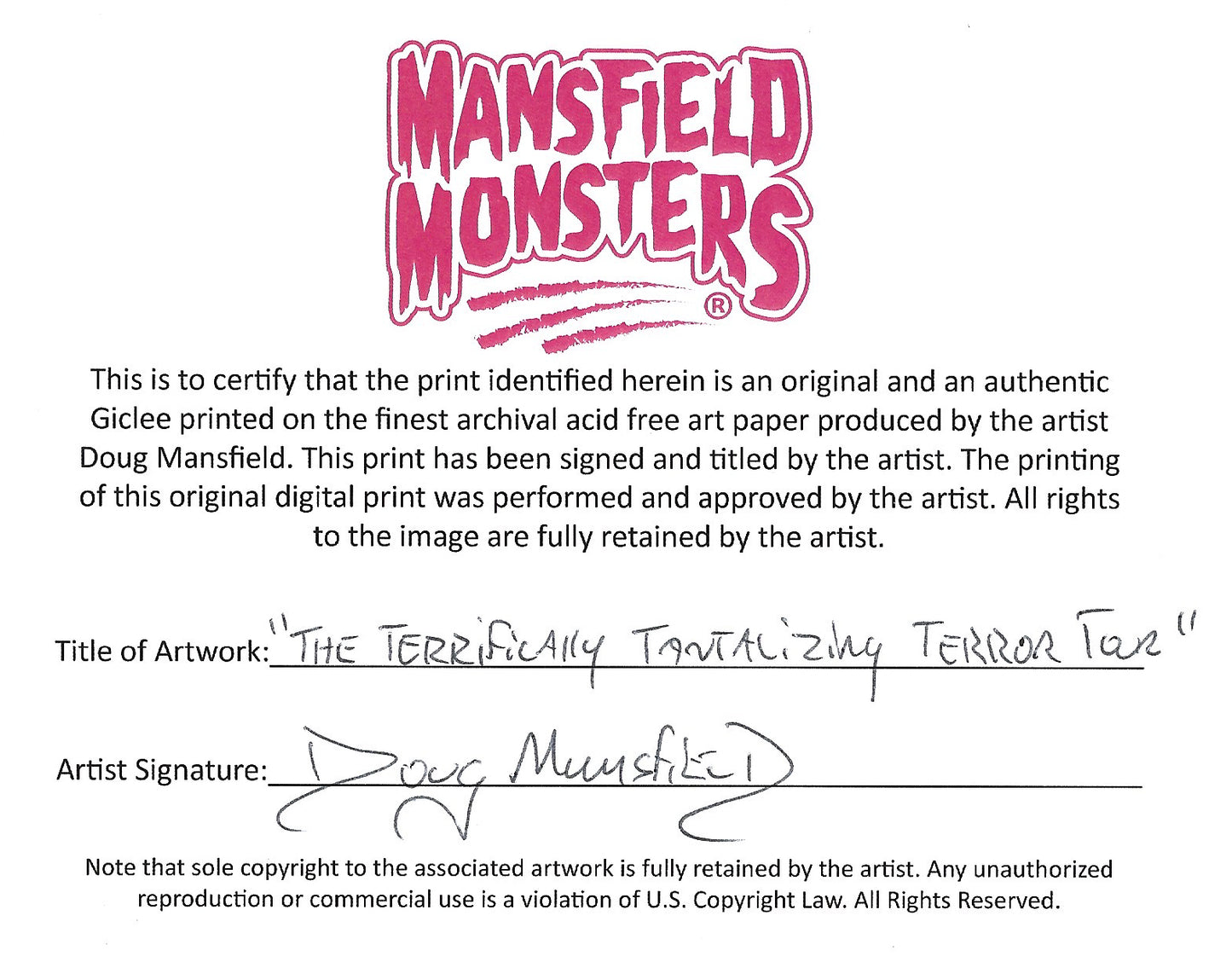 "The Terrifically Tantalizing Terror Tour" 8"x10" Giclee Fine Art Print