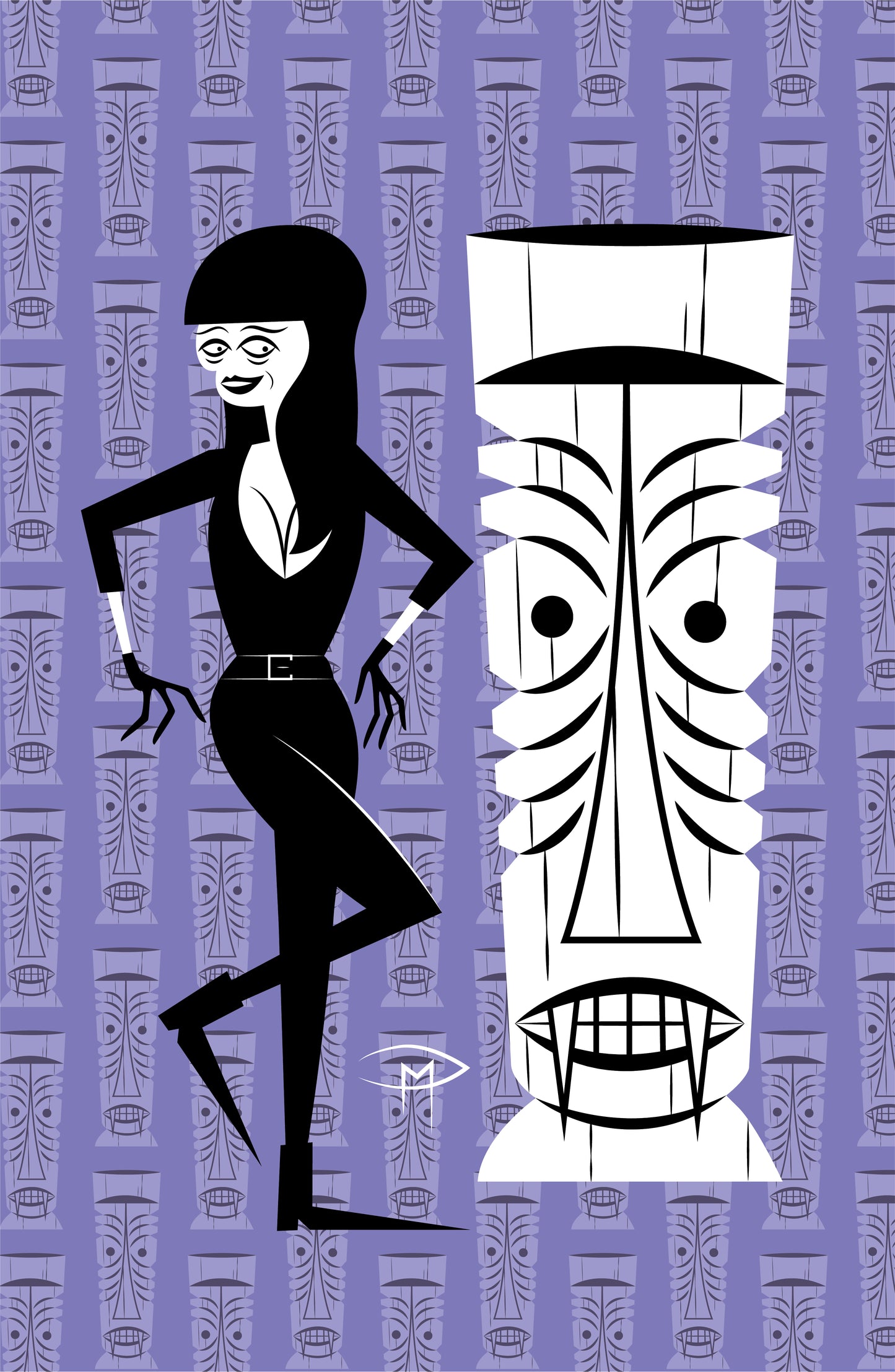 Tura Satana Tiki Ghool Pattern Poster